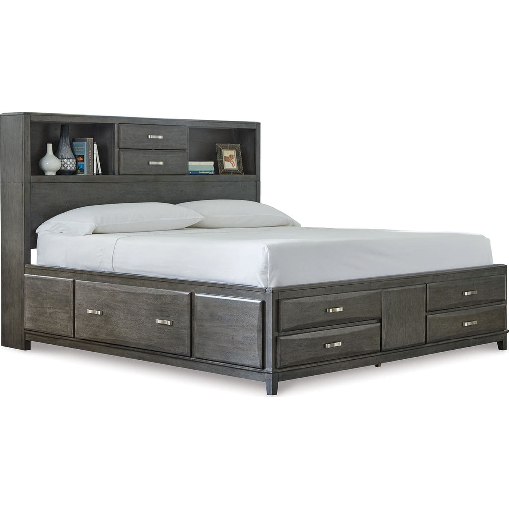 Chambre à coucher Caitbrook 5 pièces avec rangement pour lit king size - Gris