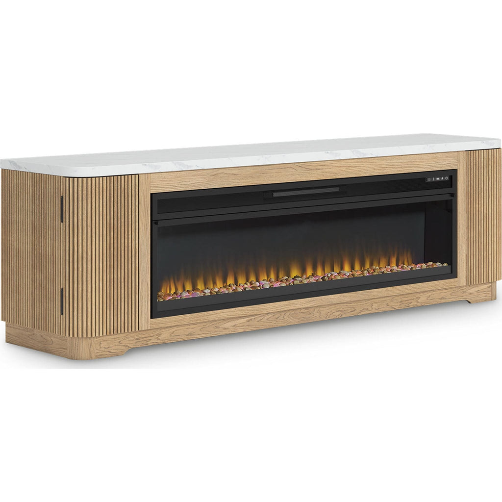 Meuble TV Camdill avec cheminée - Marron clair