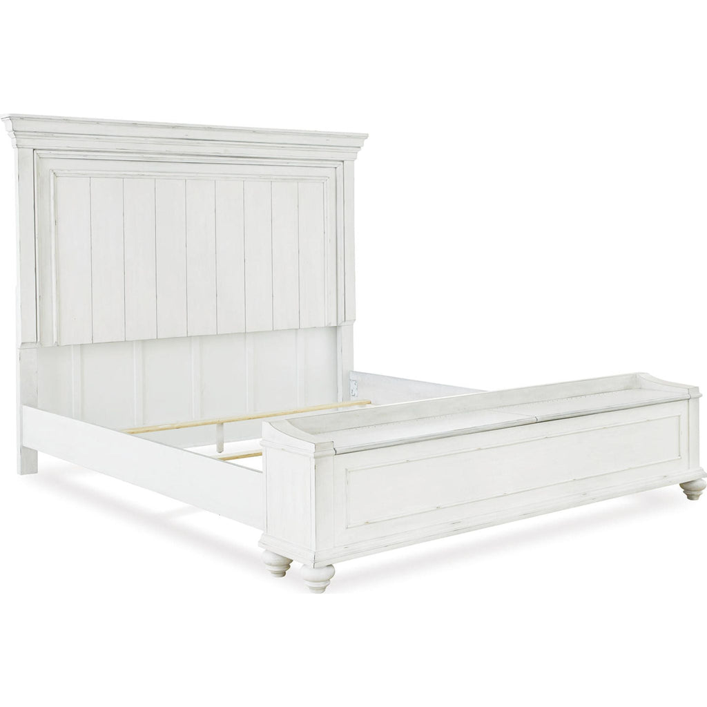 Lit de rangement Kanwyn - Blanchi à la chaux