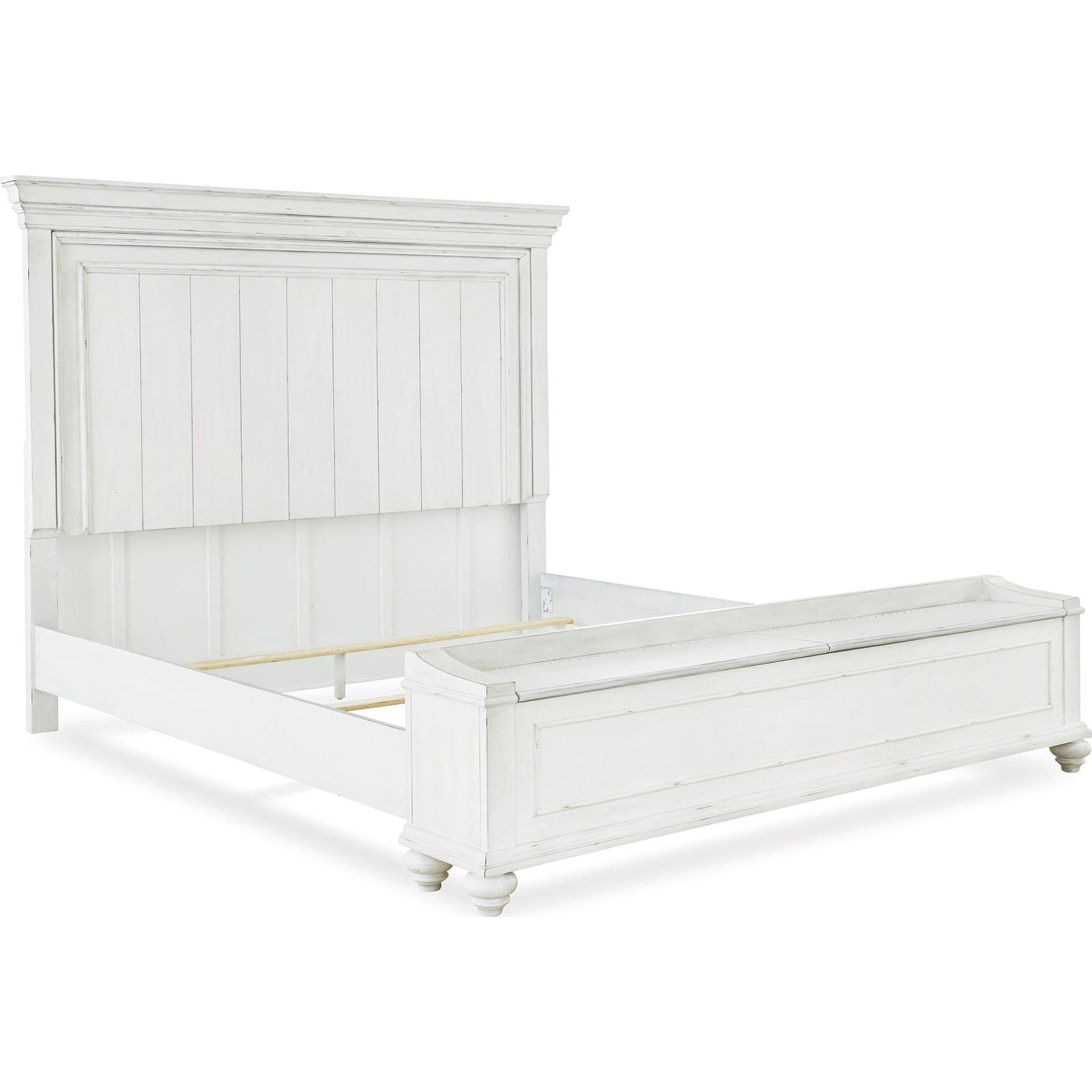 Lit de rangement Kanwyn - Blanchi à la chaux