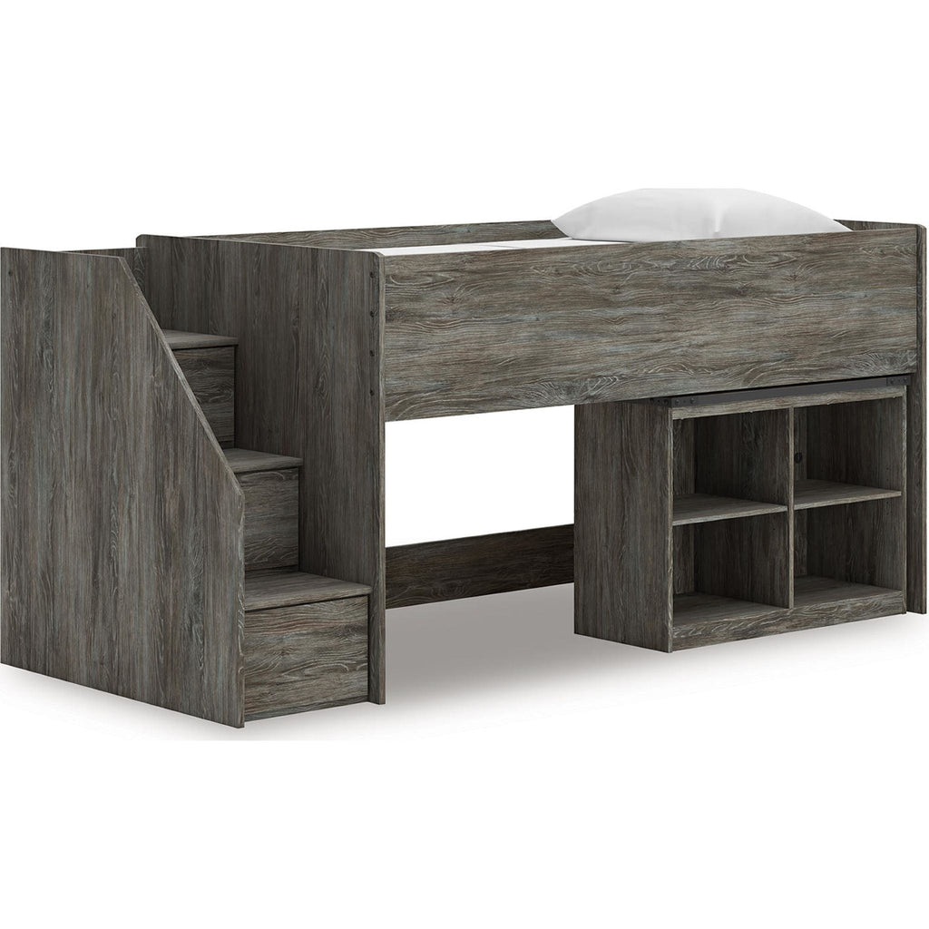 Lit mezzanine simple Frandern avec rangement - Gris