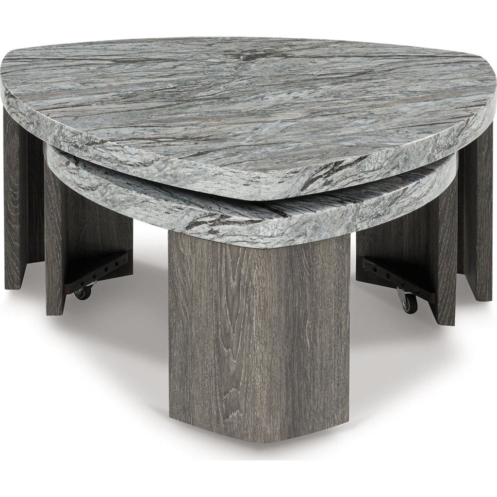 Table basse empilée Surmour - Gris/Marron