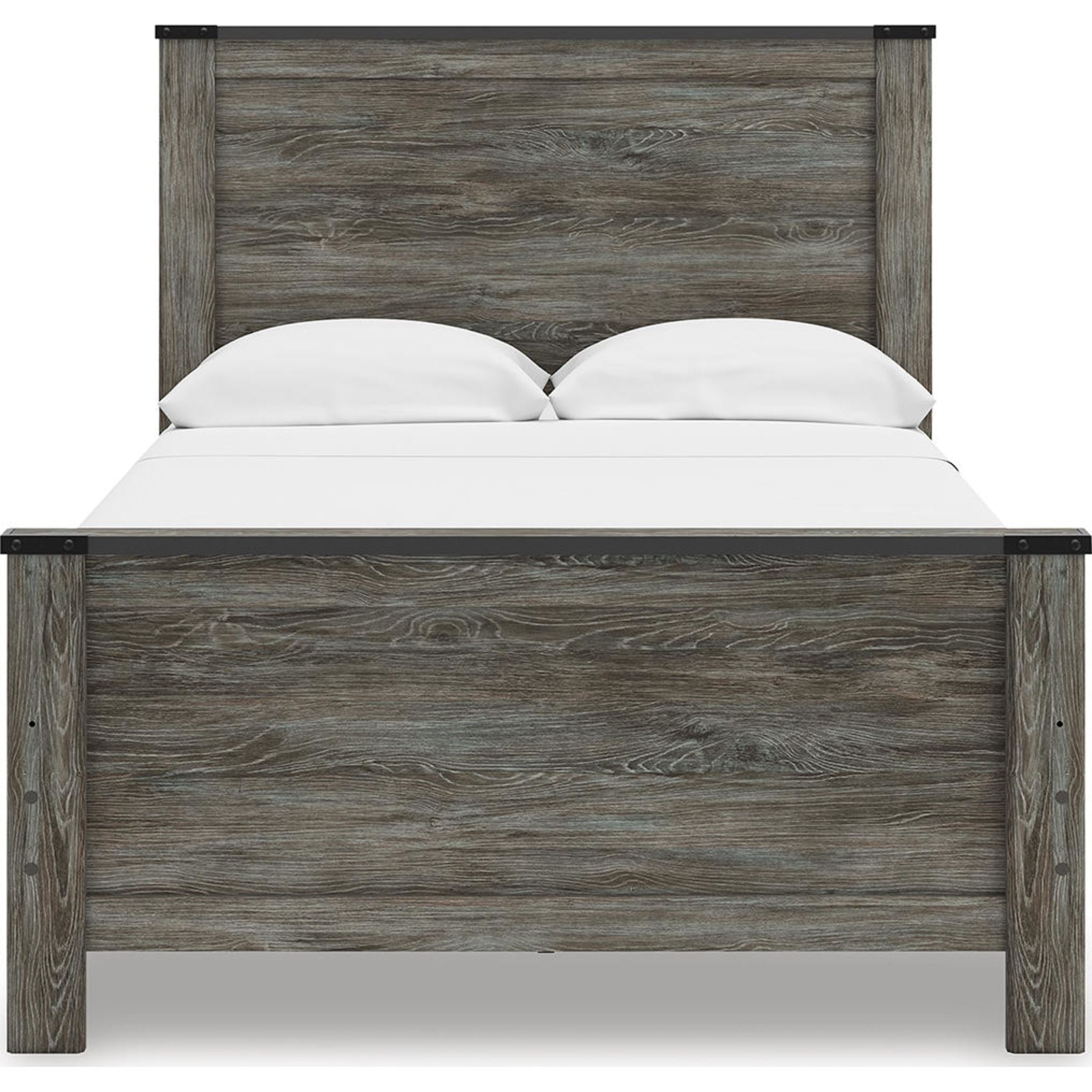 Lit à panneaux complet Frandern - Noir/Gris