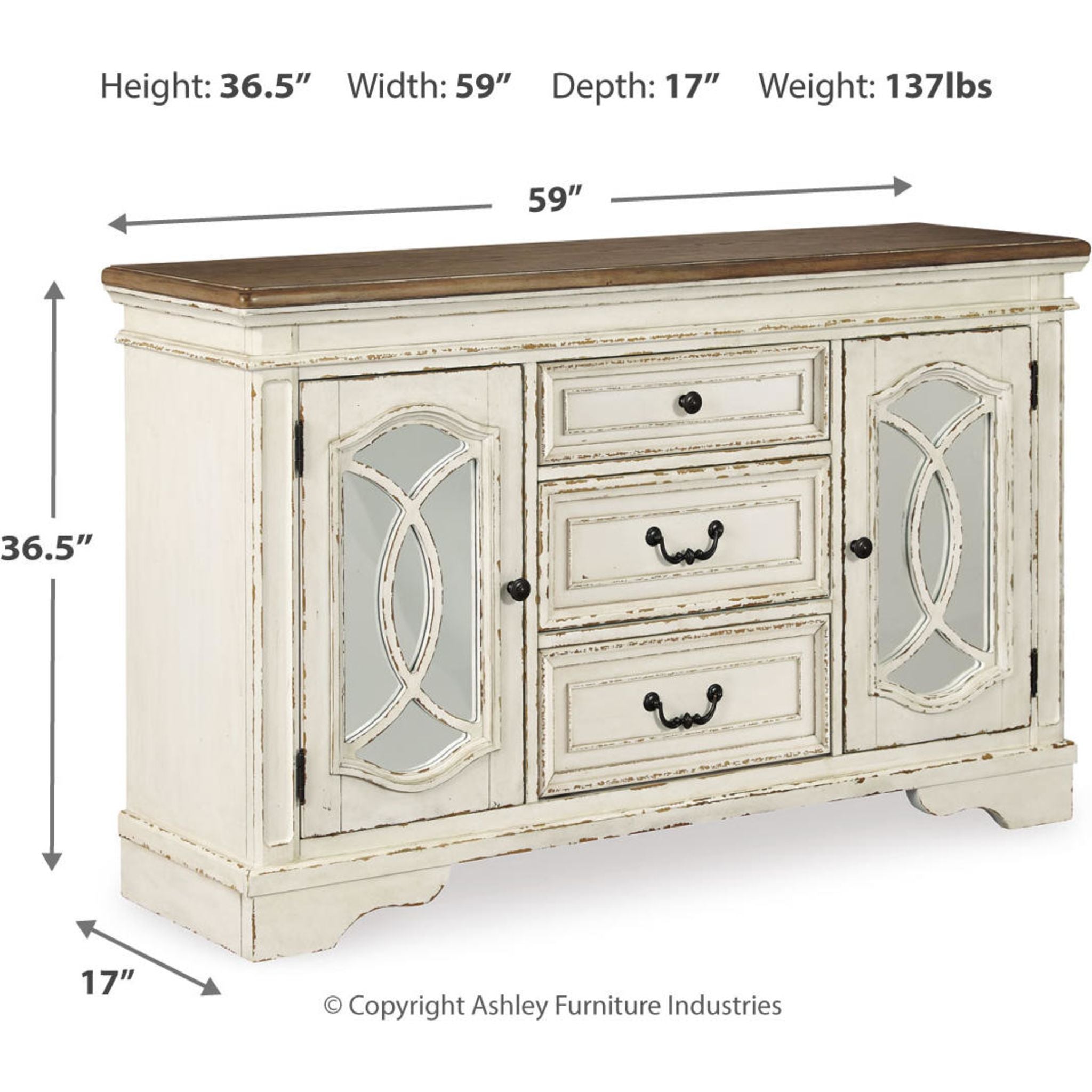 Serveur de salle à manger Realyn - Blanc ébréché - (D743-60)
