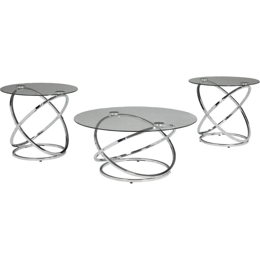 Lot de 3 tables Hollynyx - Finition chromée