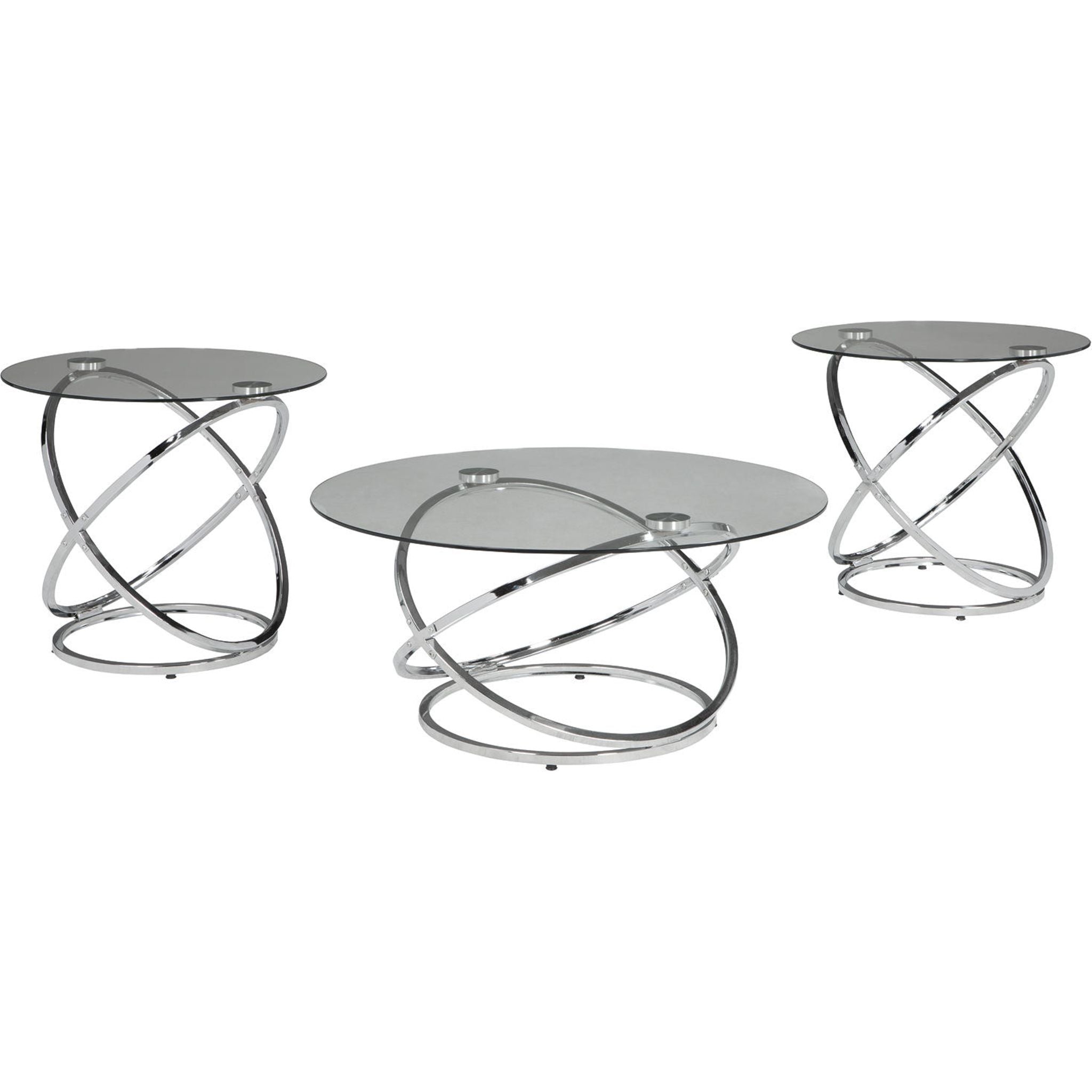 Lot de 3 tables Hollynyx - Finition chromée