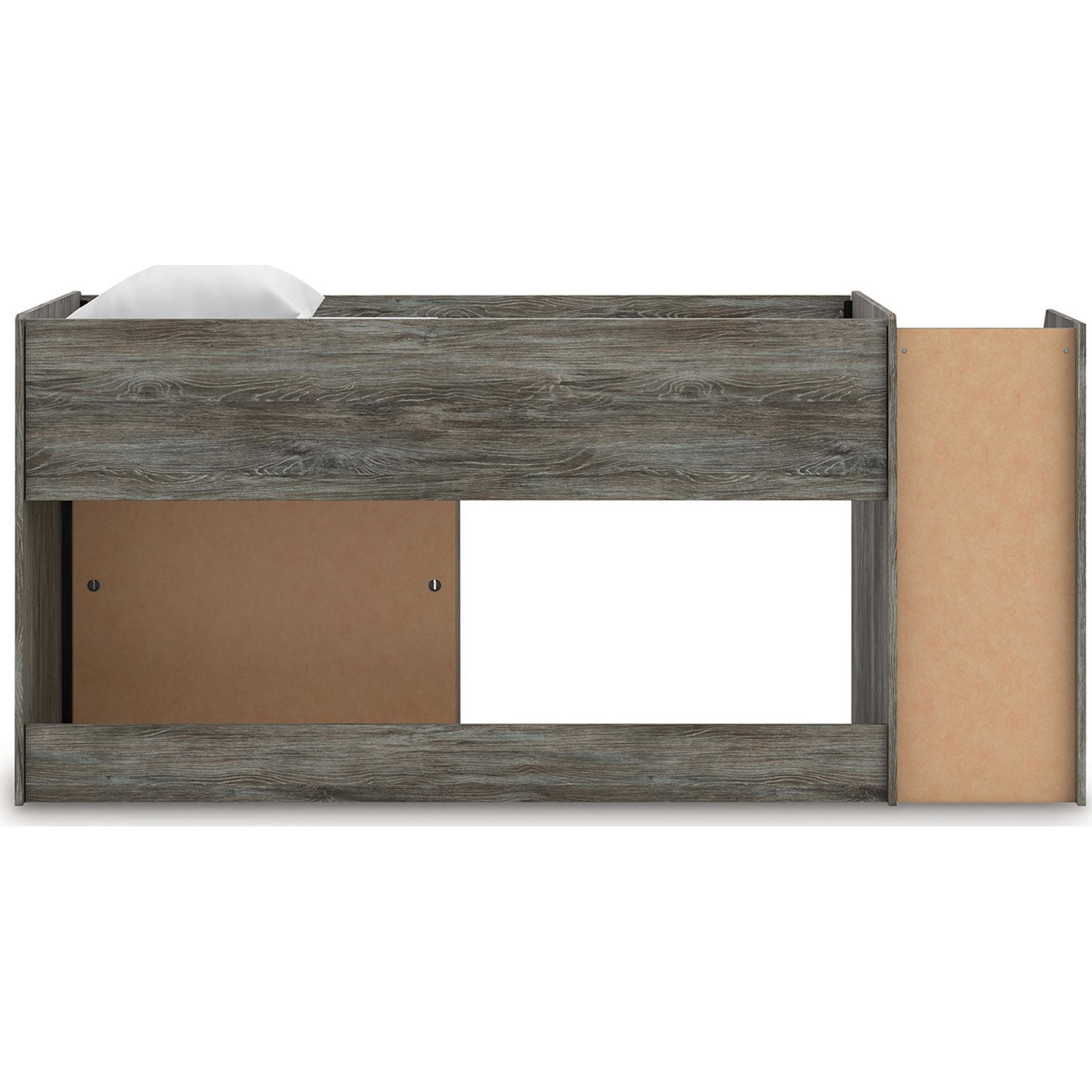 Lit mezzanine simple Frandern avec rangement - Gris