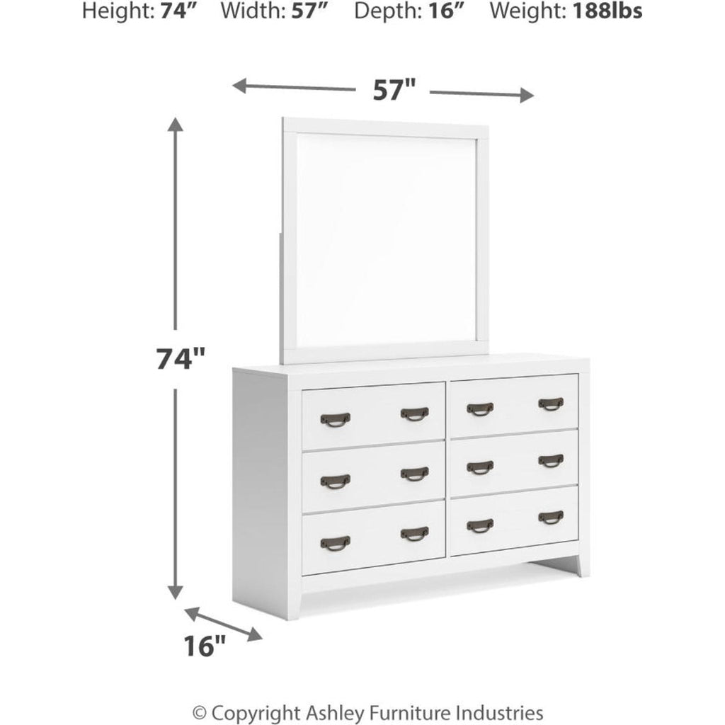 Chambre à coucher Binterglen 6 pièces avec deux lits jumeaux - Blanc
