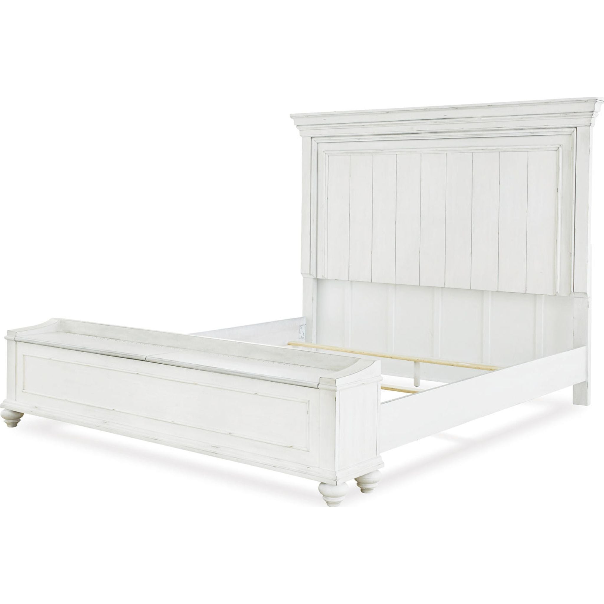 Lit de rangement Kanwyn - Blanchi à la chaux