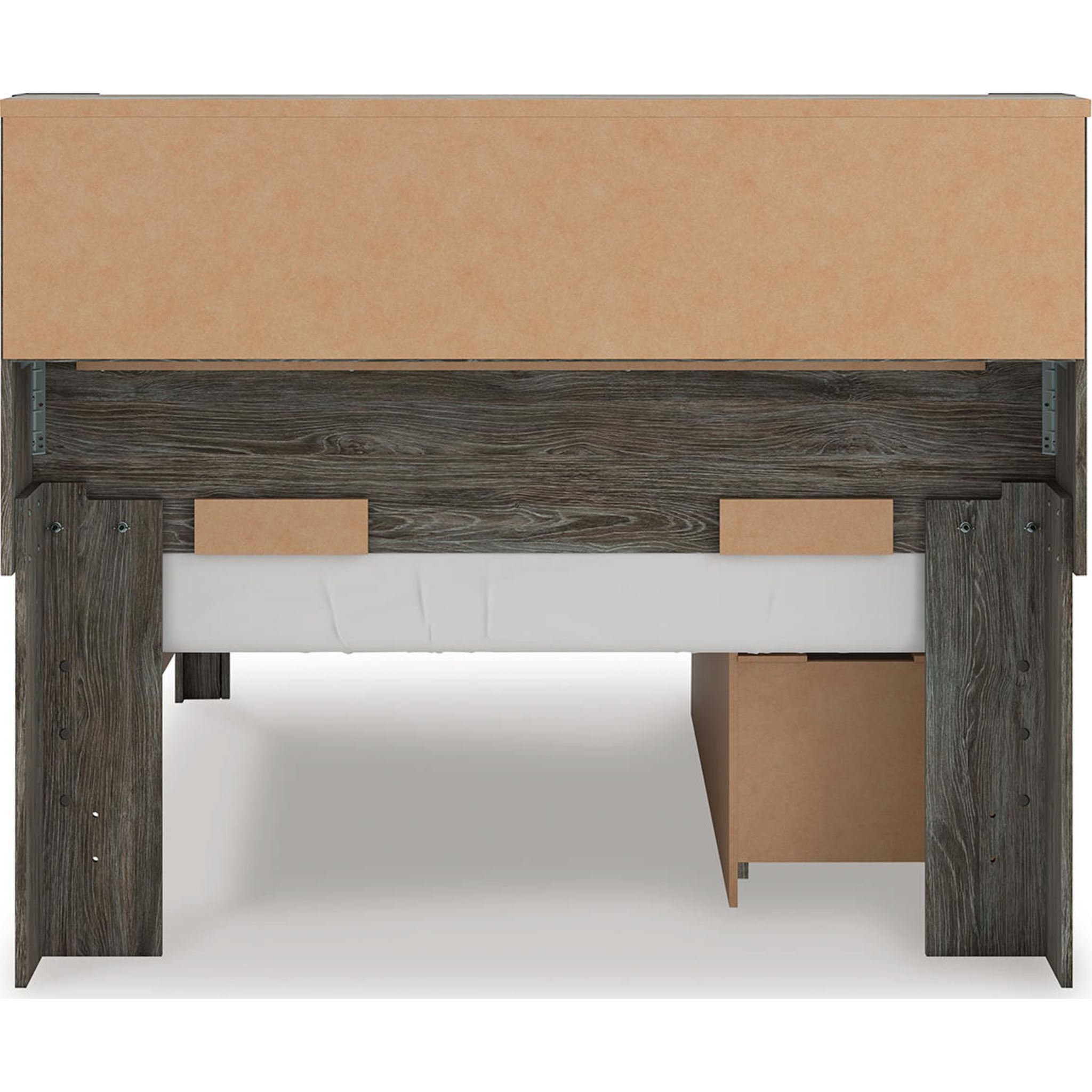 Lit-bibliothèque avec rangement Frandern - Gris