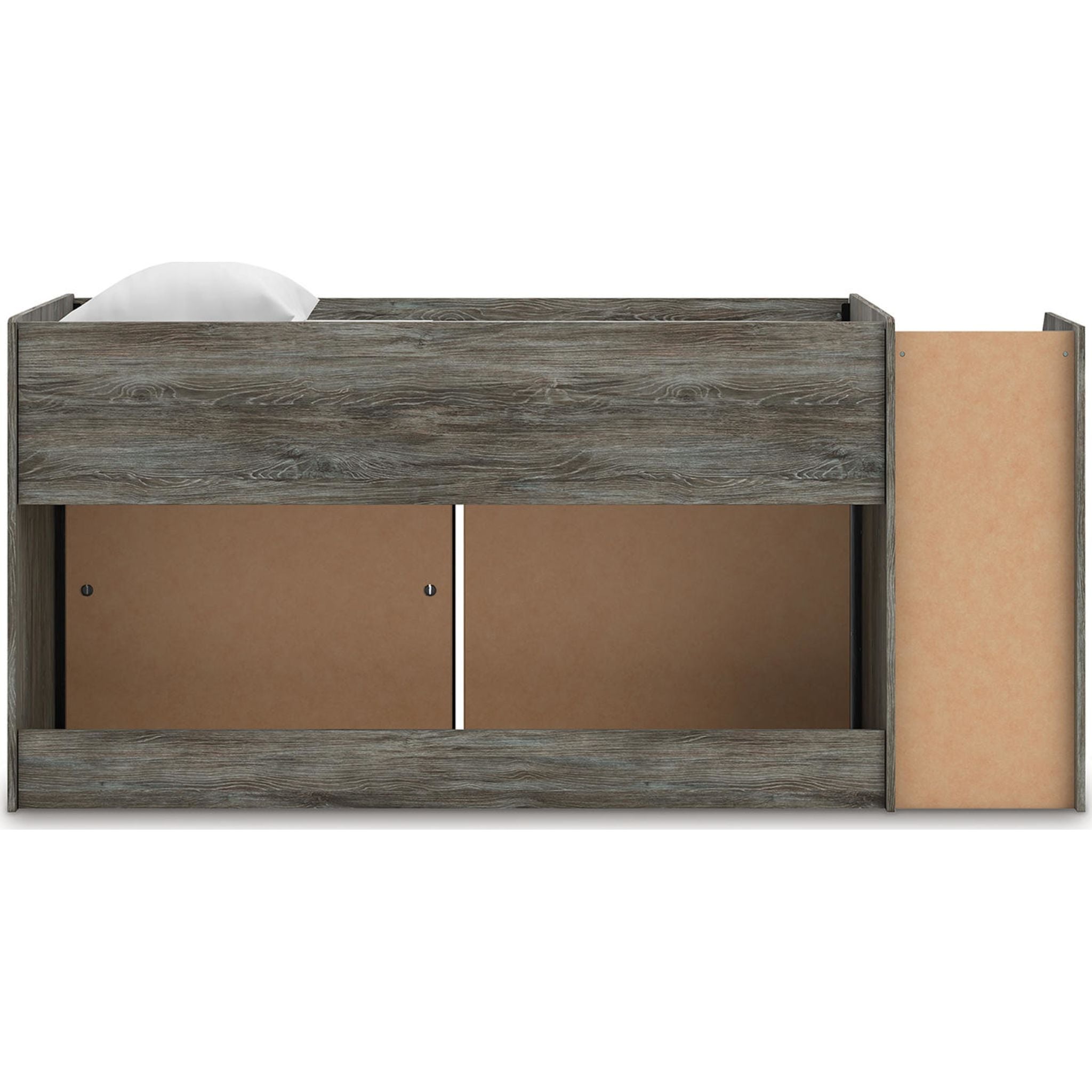 Lit mezzanine simple Frandern avec rangement - Gris