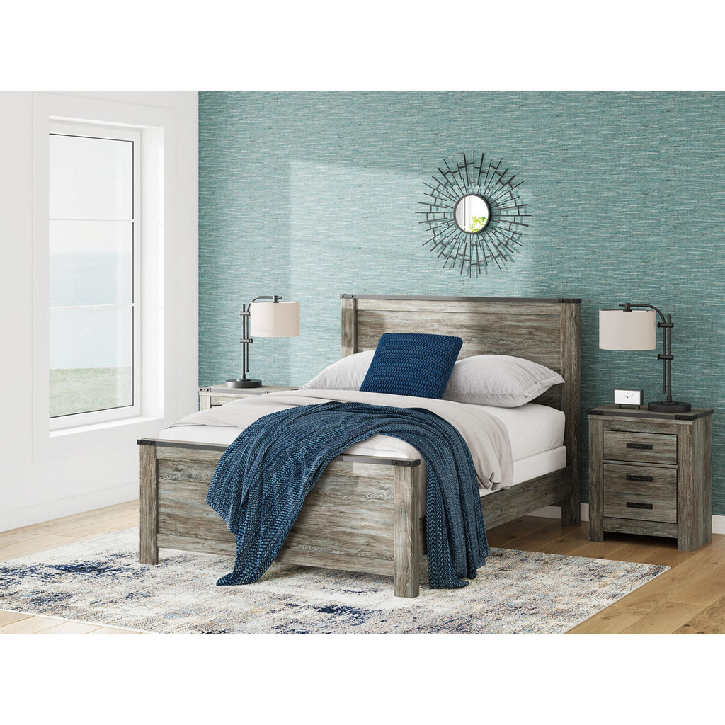 Lit à panneaux Queen Frandern - Noir/Gris