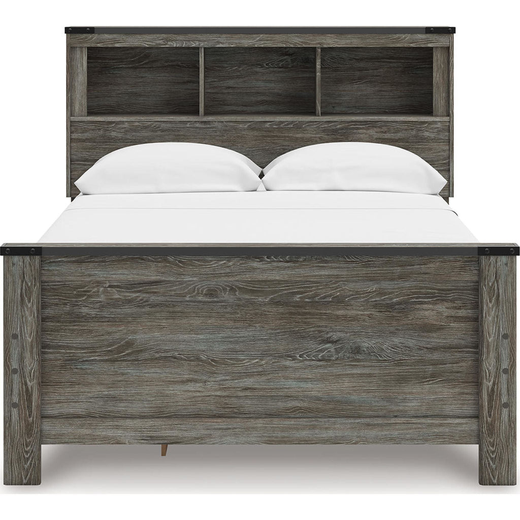 Lit-bibliothèque avec rangement Frandern - Gris