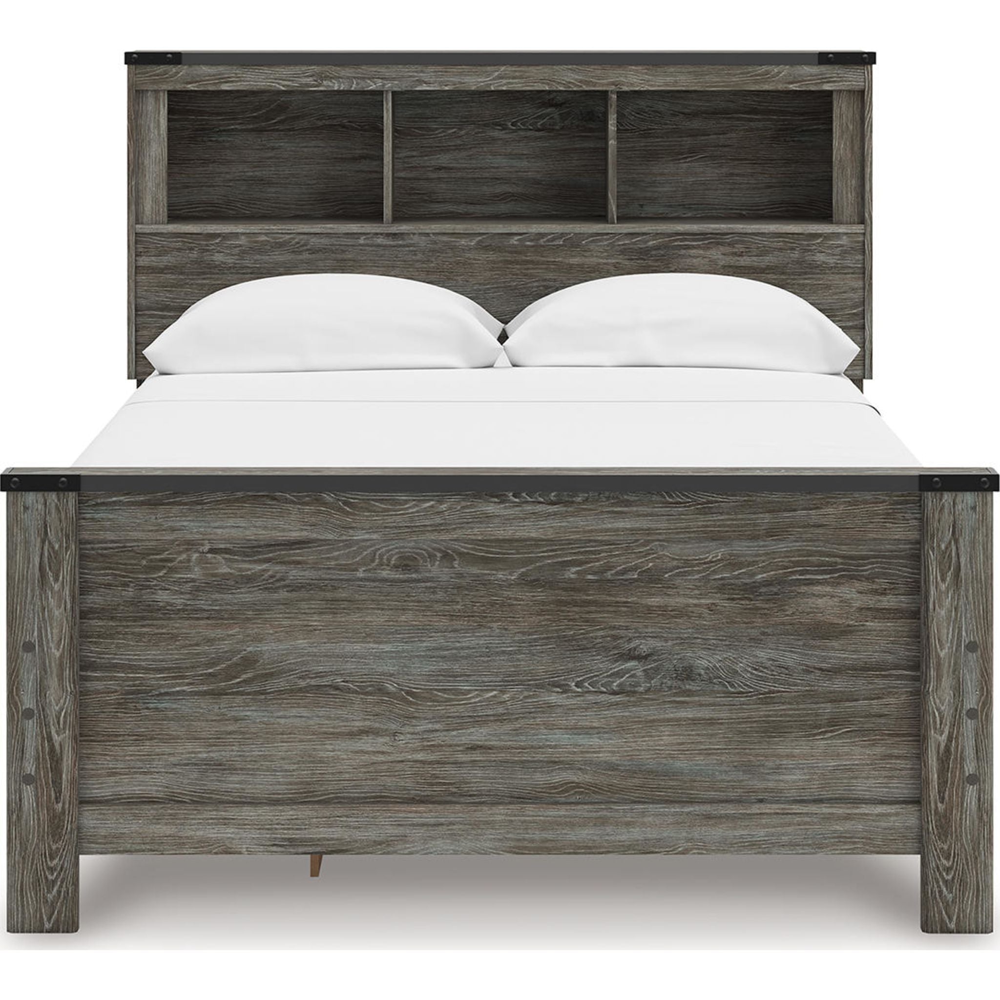 Lit-bibliothèque avec rangement Frandern - Gris