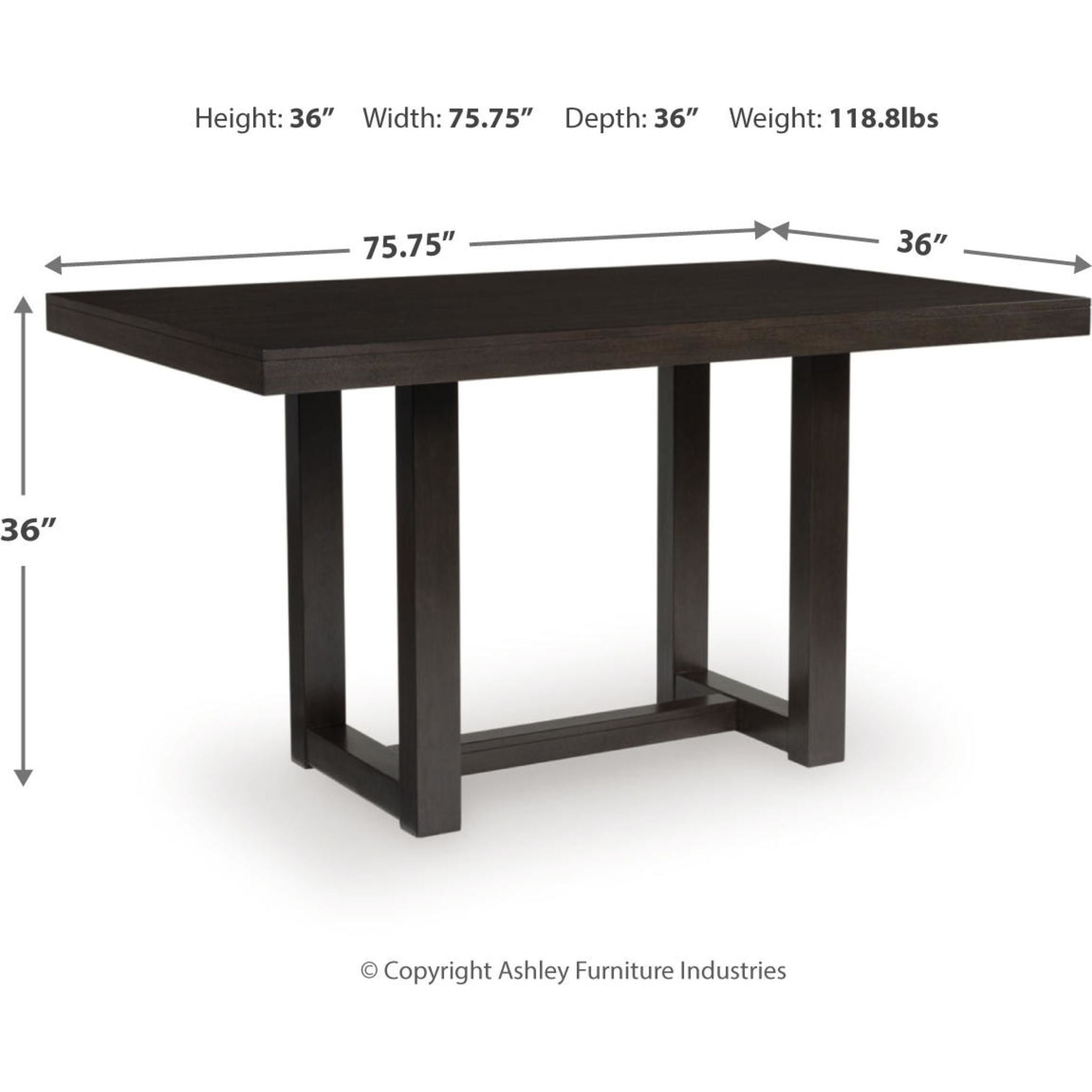 Table de comptoir Neymorton - Brun gris foncé - (D618-13)