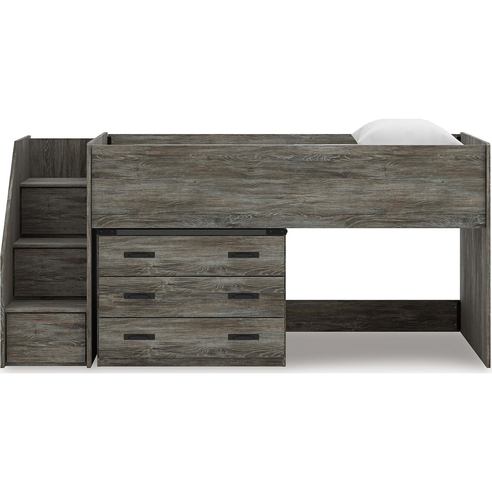 Lit mezzanine simple Frandern avec rangement - Gris