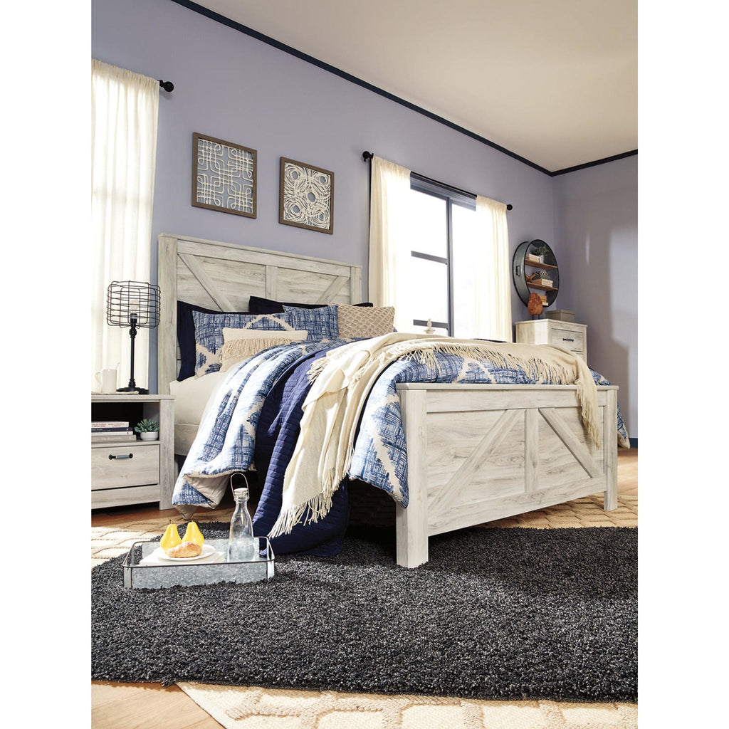 Lit queen-size Bellaby - Blanc délavé