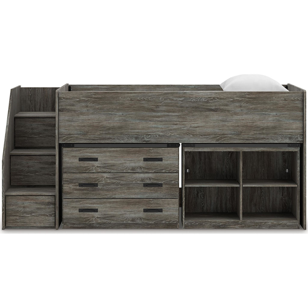 Lit mezzanine simple Frandern avec rangement - Gris