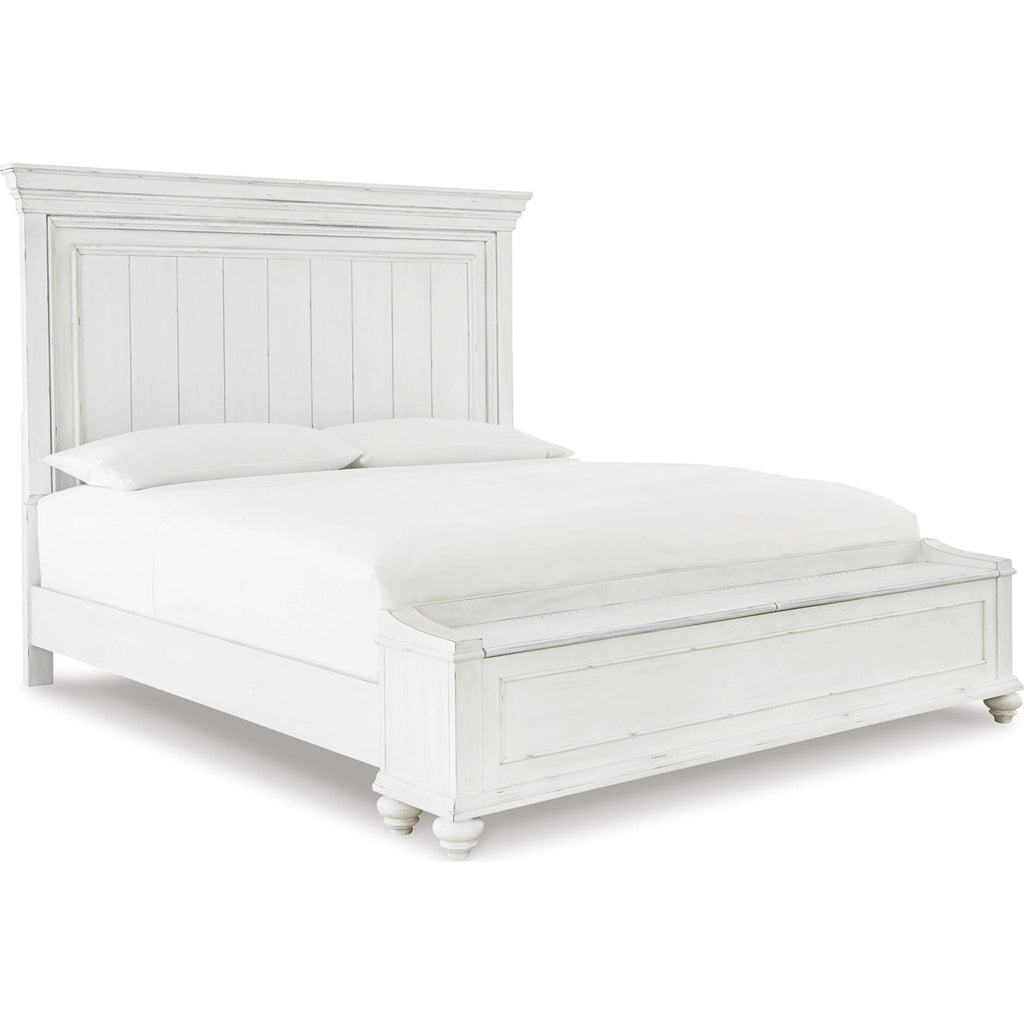 Lit de rangement Kanwyn - Blanchi à la chaux