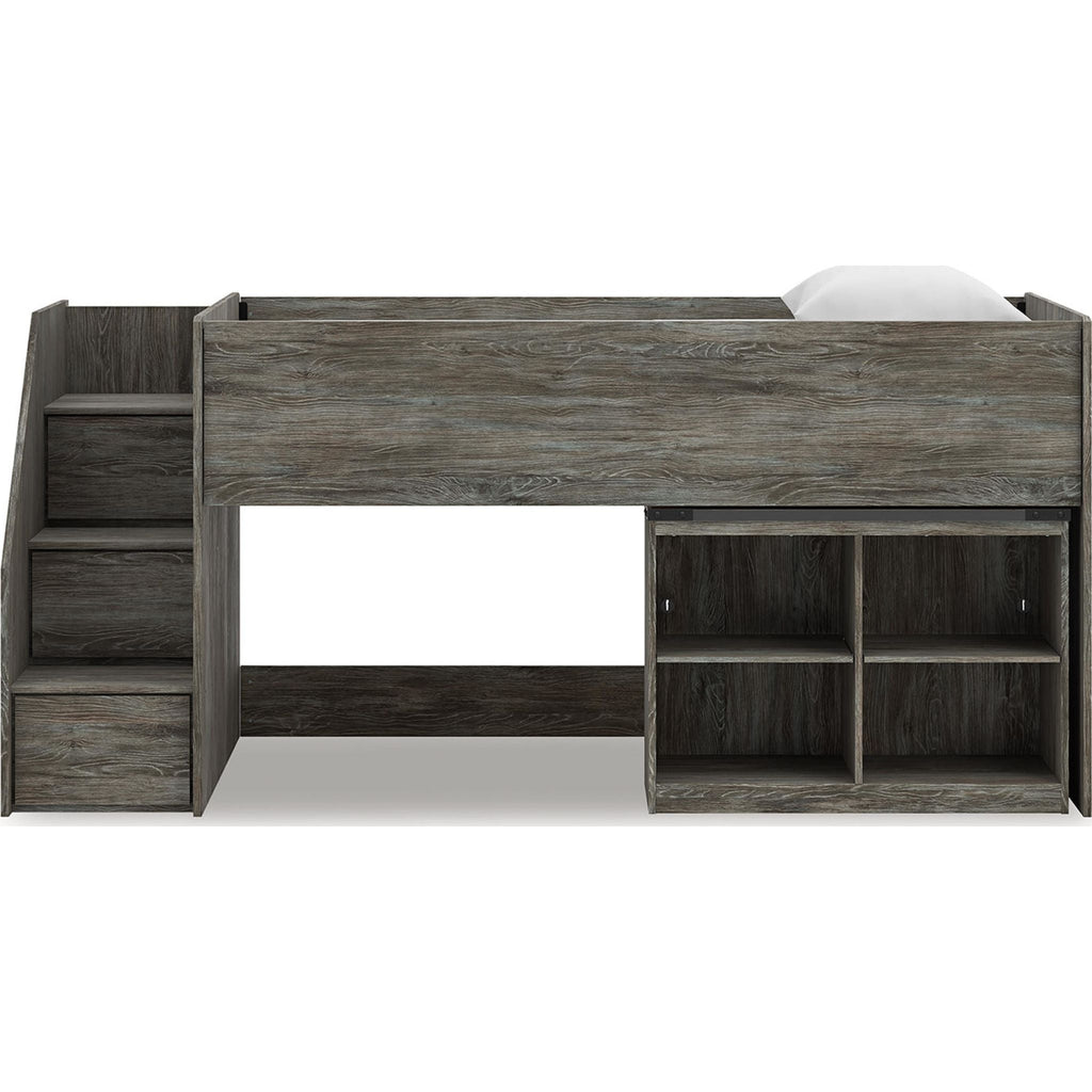 Lit mezzanine simple Frandern avec rangement - Gris