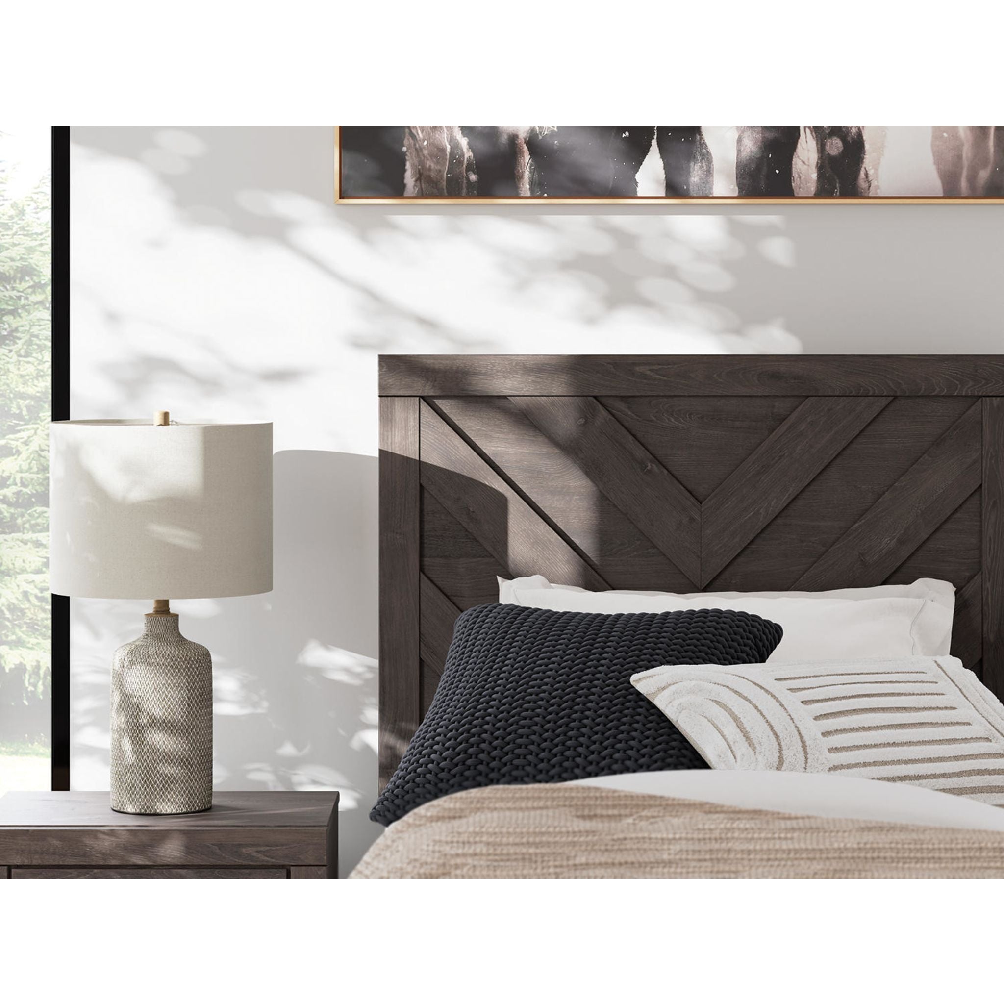 Lit simple à panneaux Prendonea - Anthracite