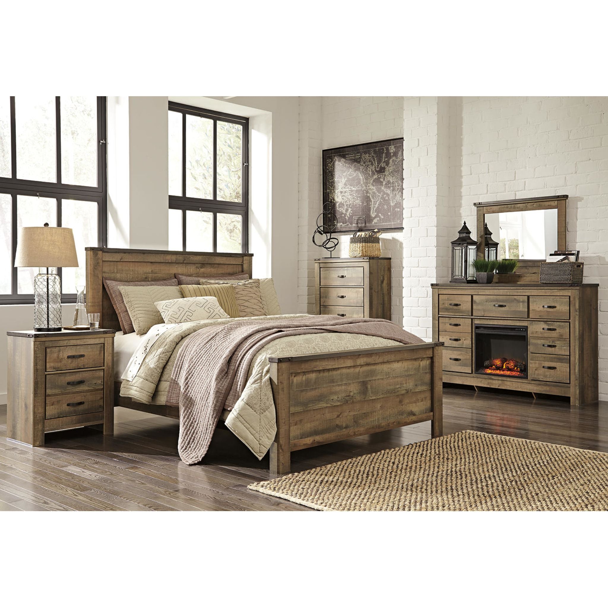 Lit à panneaux Trinell - Marron