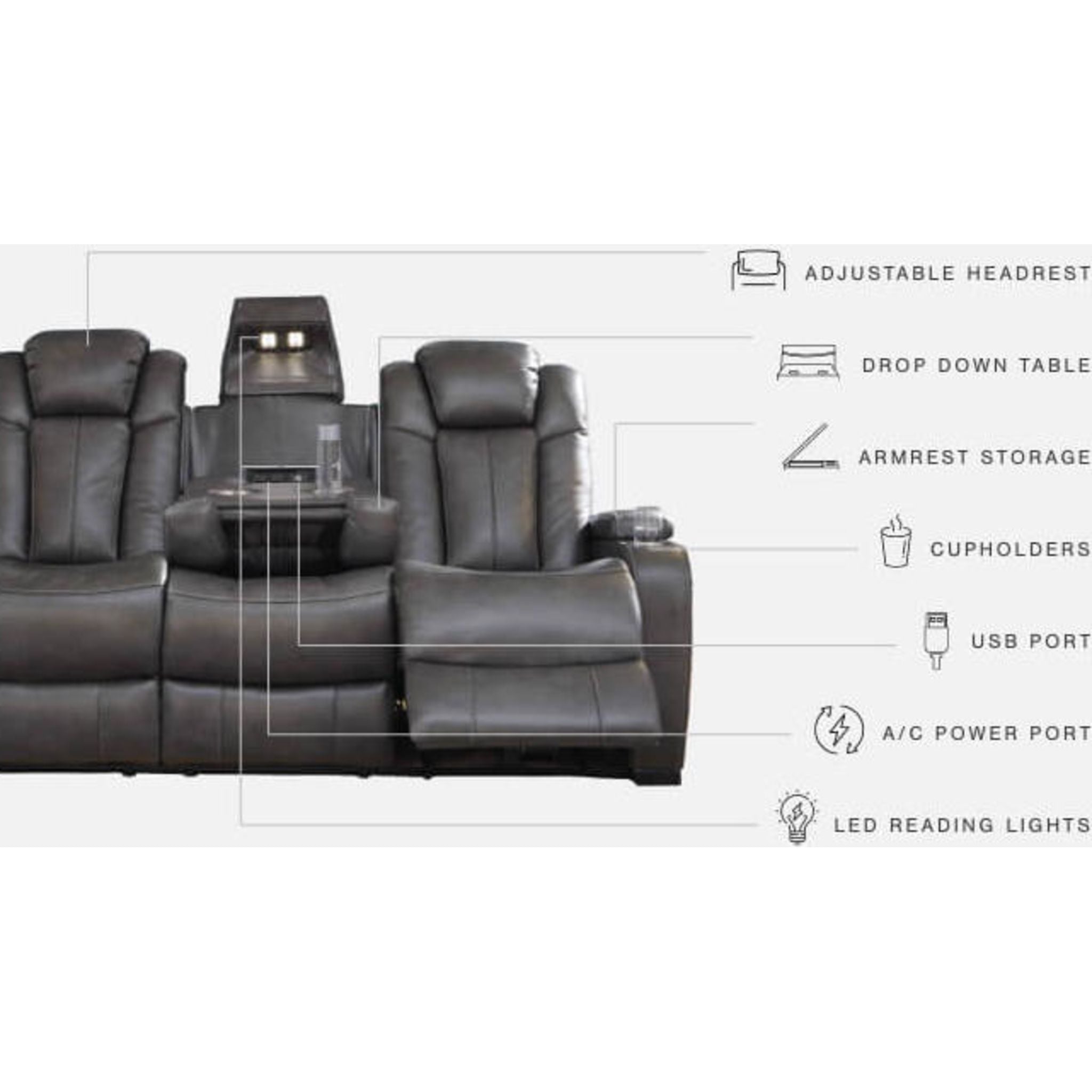 Canapé inclinable électrique Turbulance - Quarry