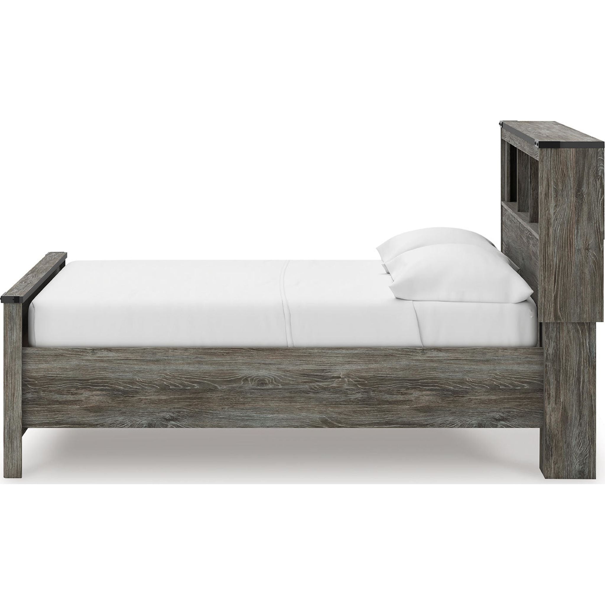 Lit-bibliothèque avec rangement Frandern - Gris