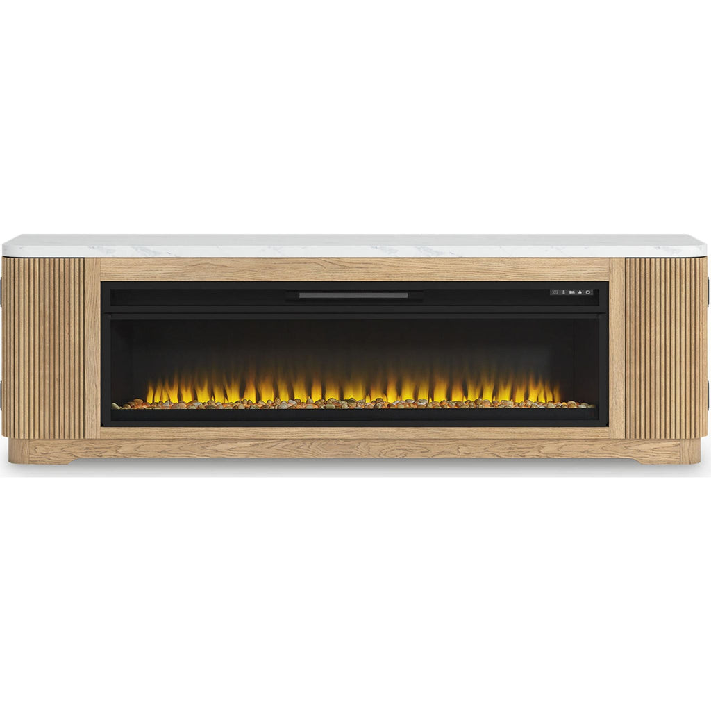 Meuble TV Camdill avec cheminée - Marron clair