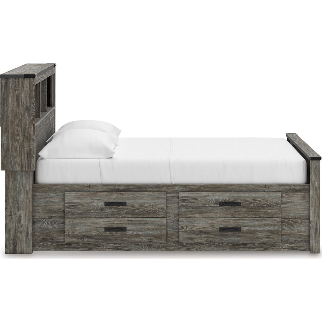 Lit-bibliothèque avec rangement Frandern - Gris