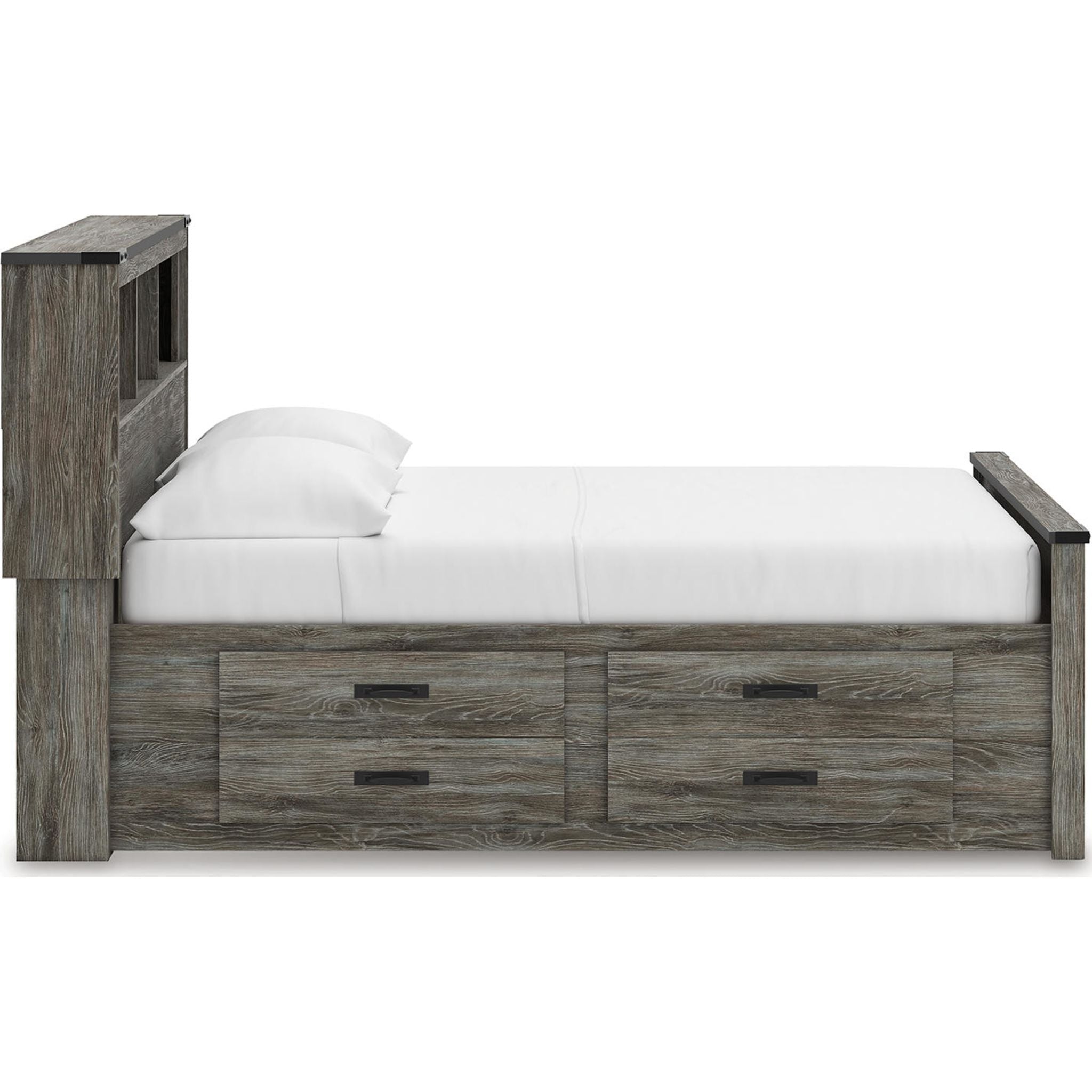 Lit-bibliothèque avec rangement Frandern - Gris