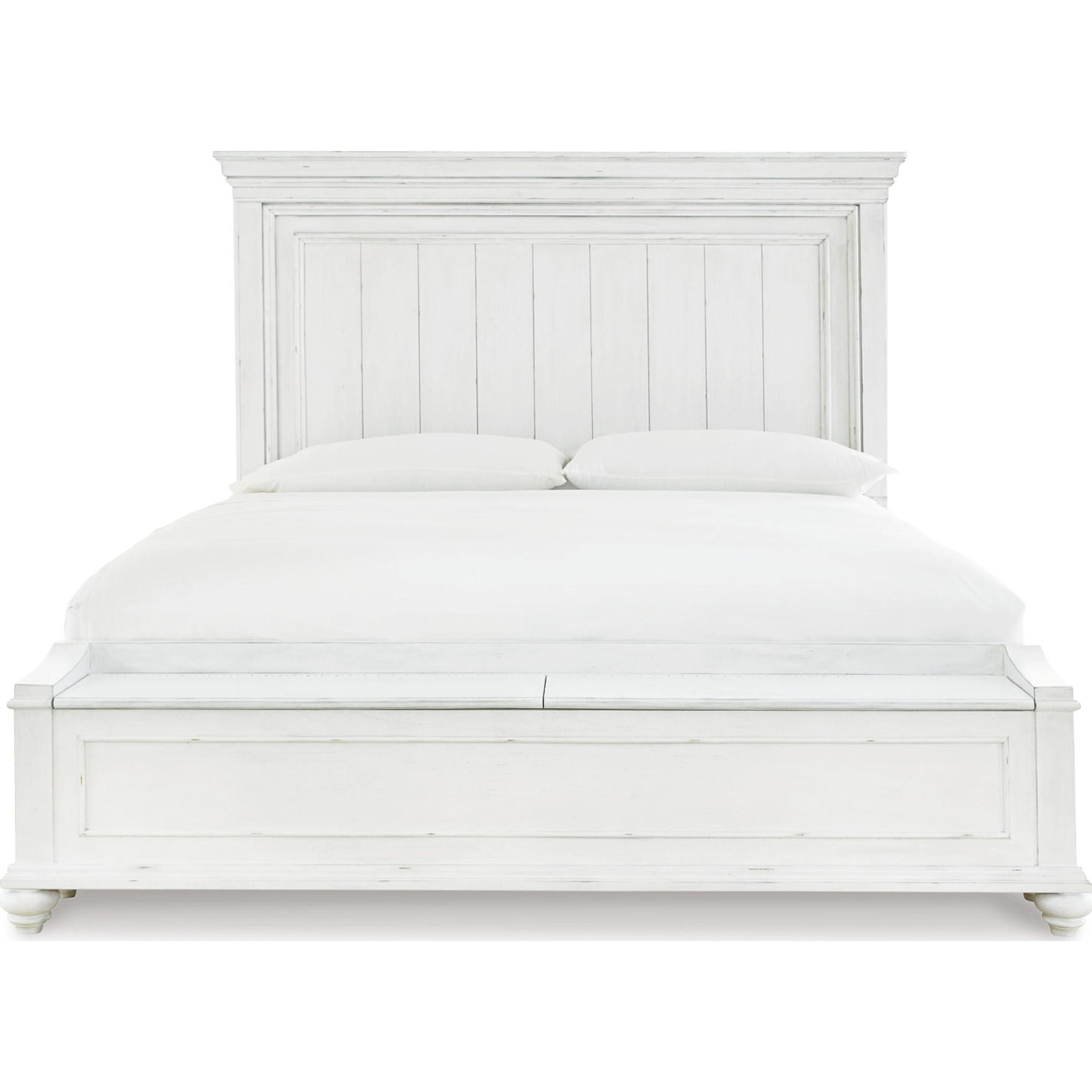 Lit de rangement Kanwyn - Blanchi à la chaux