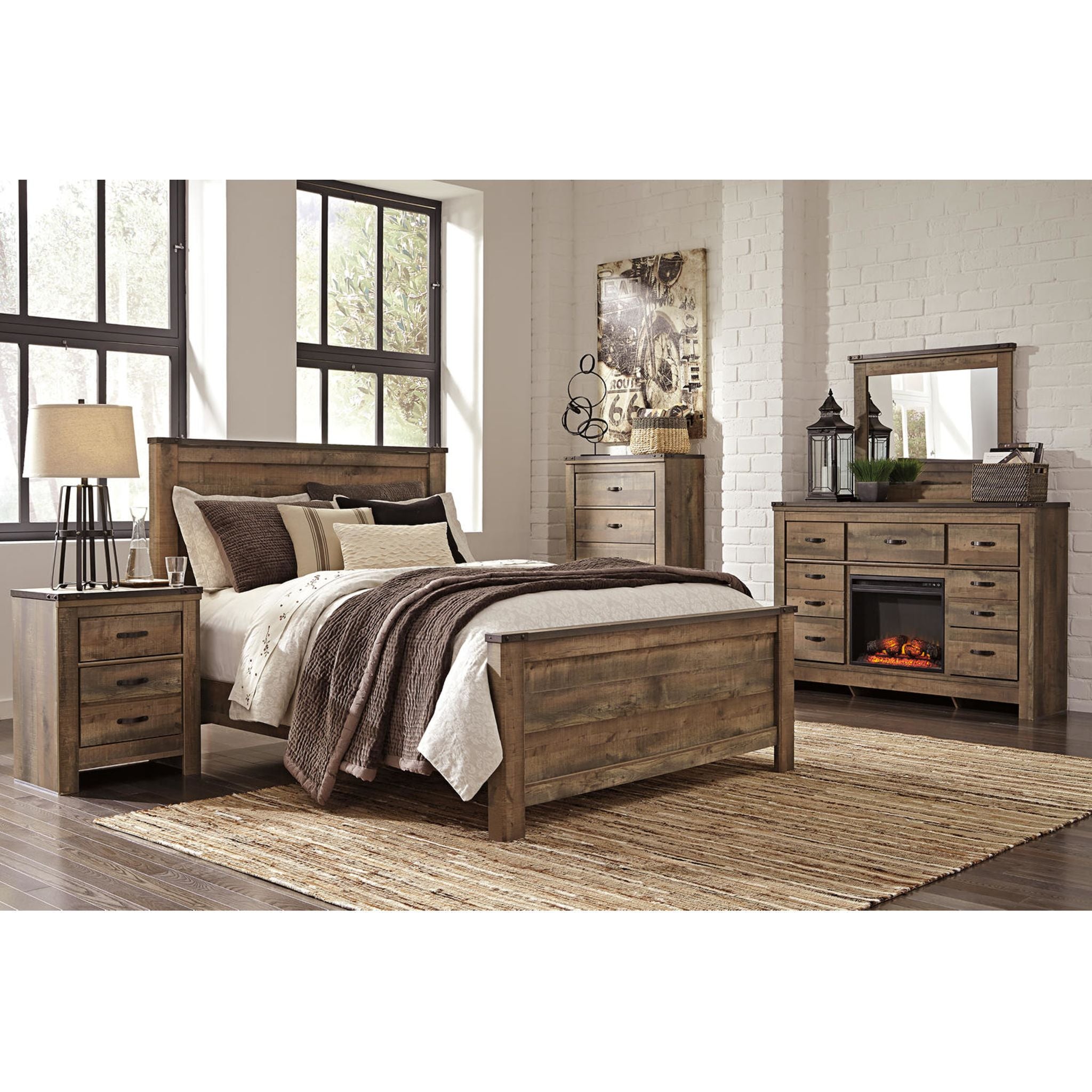 Lit à panneaux Trinell - Marron