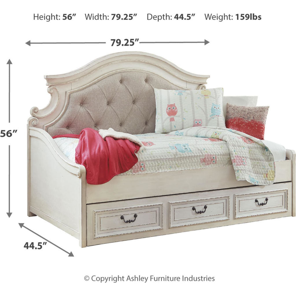 Lit de repos double Realyn - Blanc écaillé