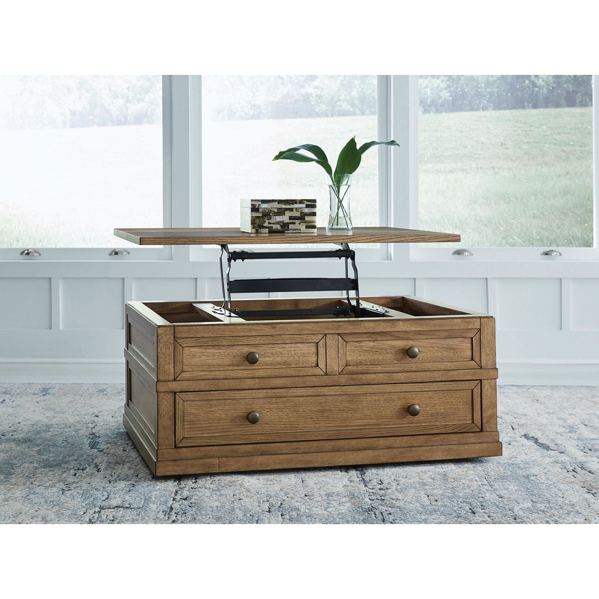 Table basse rectangulaire relevable Sharlance - Marron clair