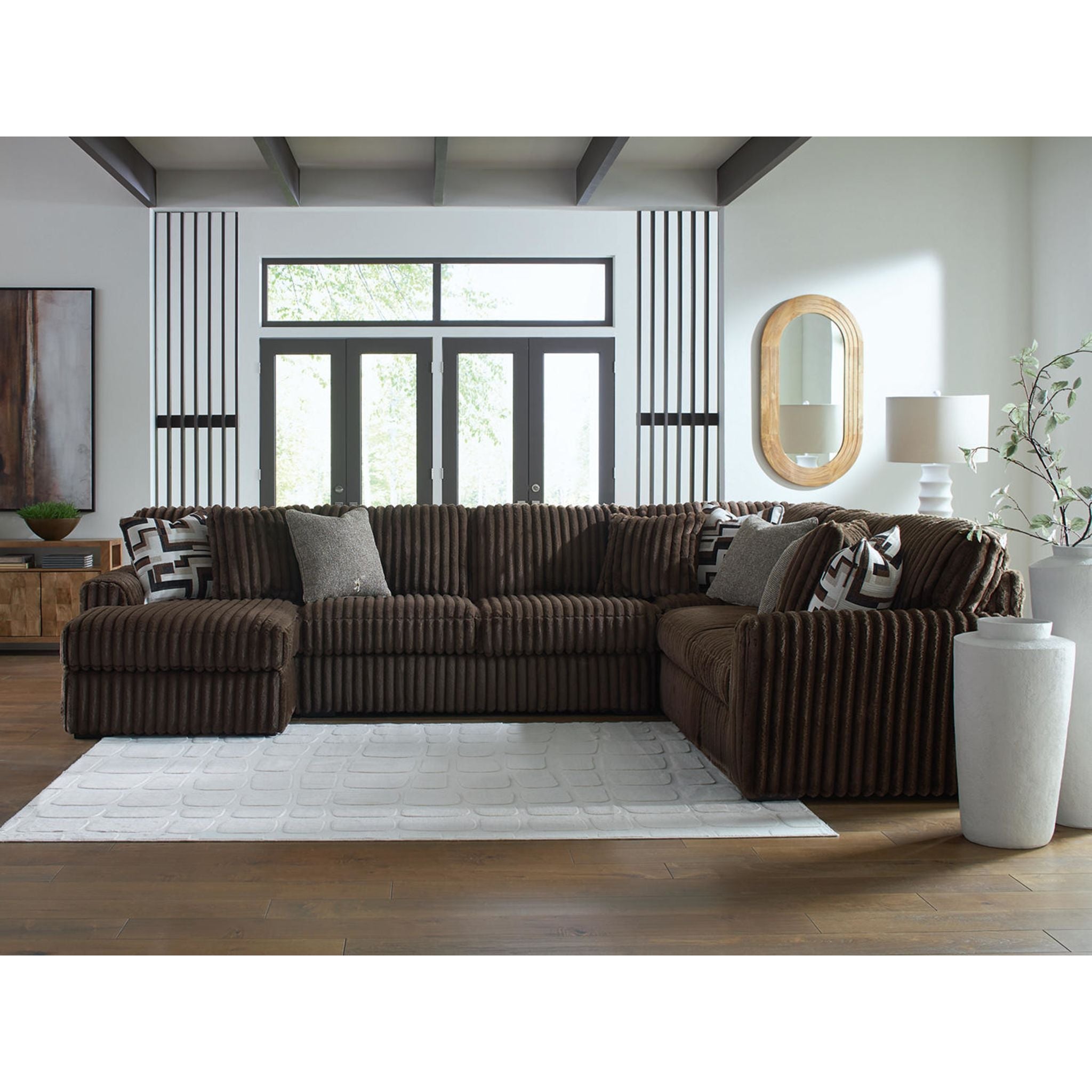 Canapé 4 pièces Midnight-Madness avec méridienne - Chocolat