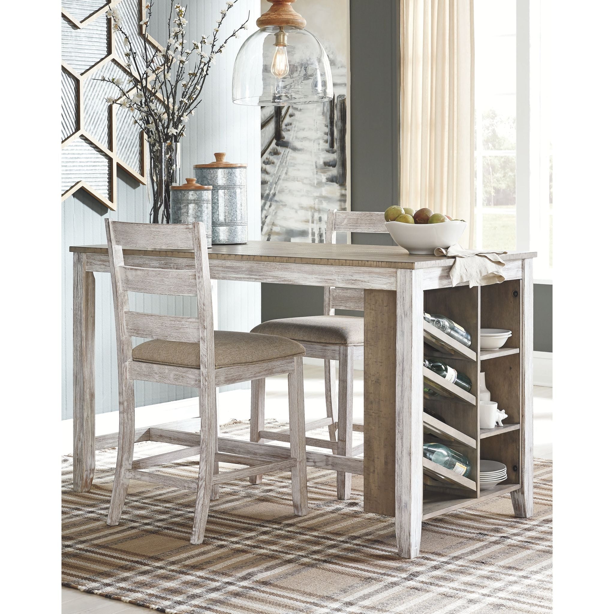 Table de bar Skempton - Blanc/marron clair - (D394-32)