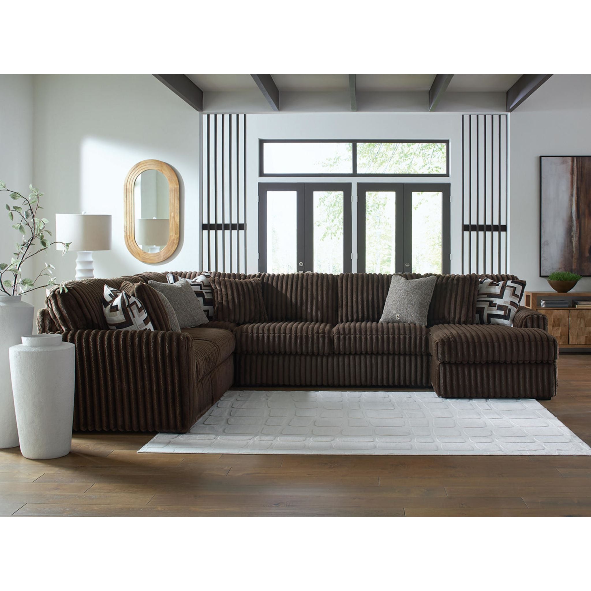 Canapé 4 pièces Midnight-Madness avec méridienne - Chocolat