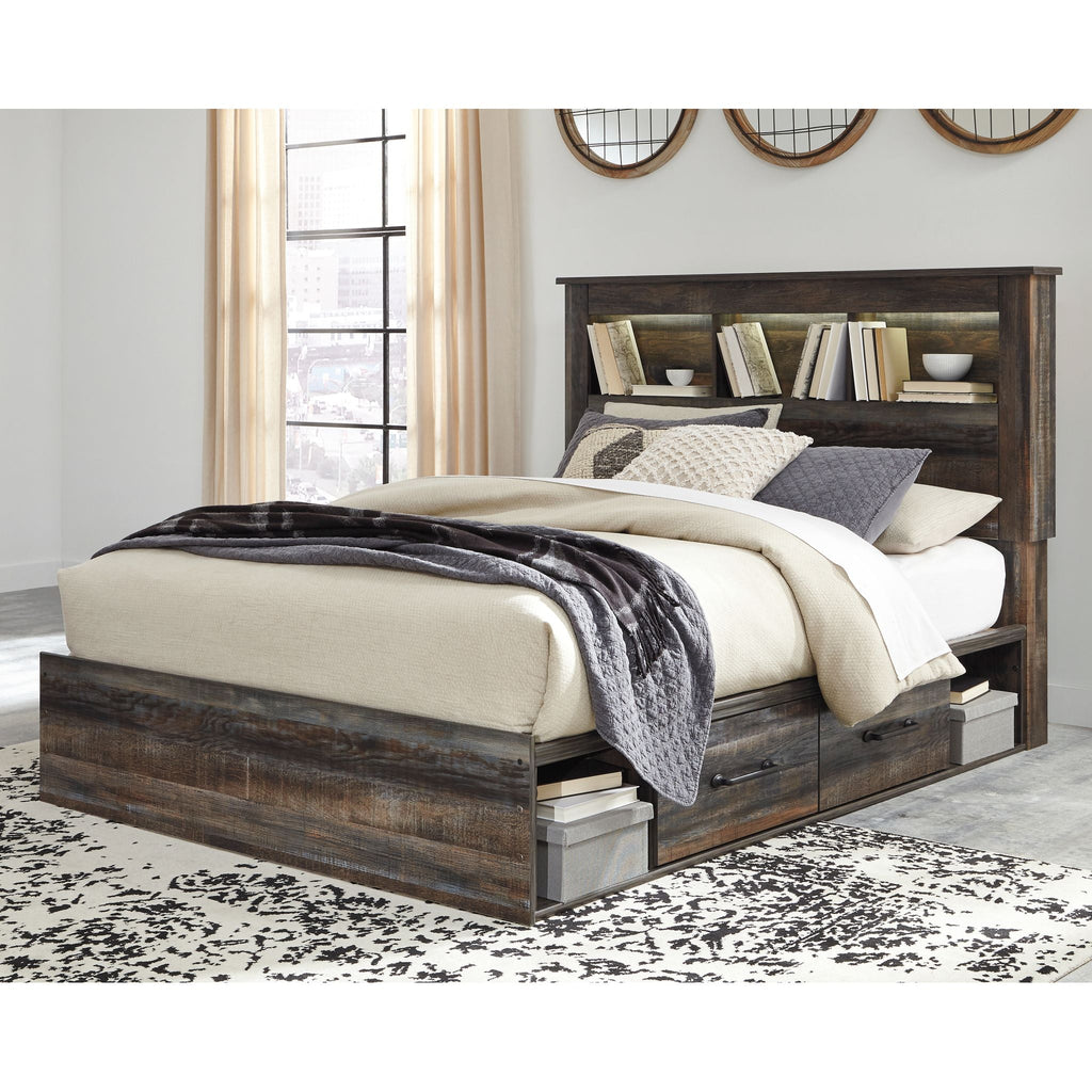 Lit bibliothèque Drystan avec 4 tiroirs de rangement - Multi