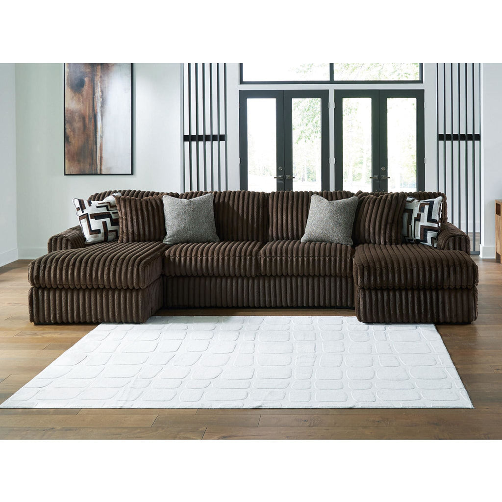 Canapé 3 pièces Midnight-Madness avec méridienne double - Chocolat