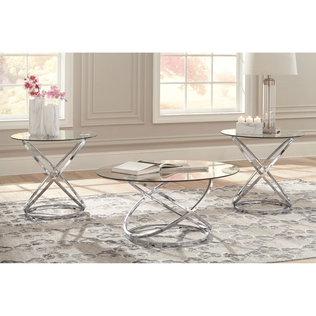 Lot de 3 tables Hollynyx - Finition chromée