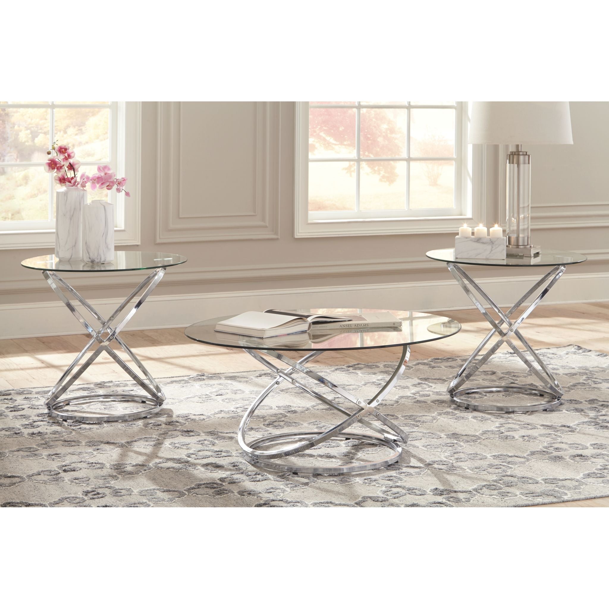 Lot de 3 tables Hollynyx - Finition chromée