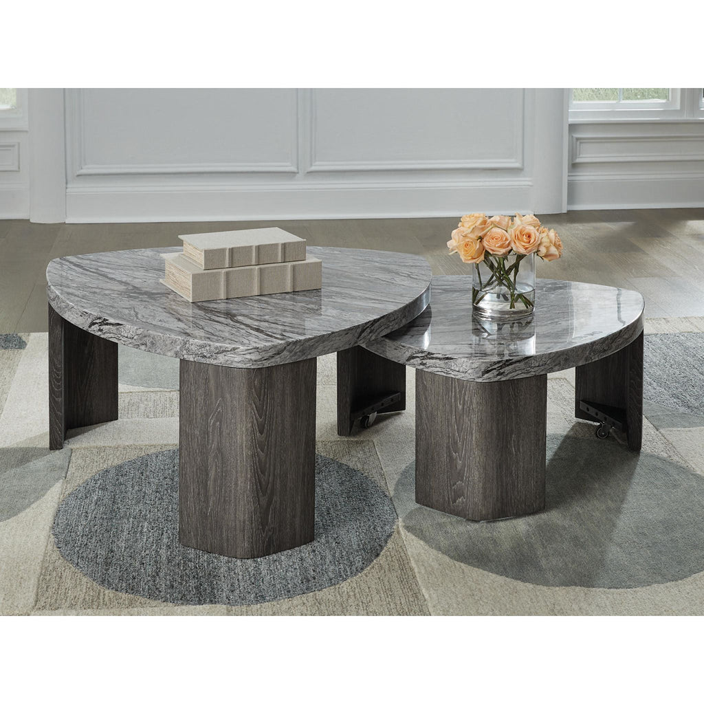 Table basse empilée Surmour - Gris/Marron