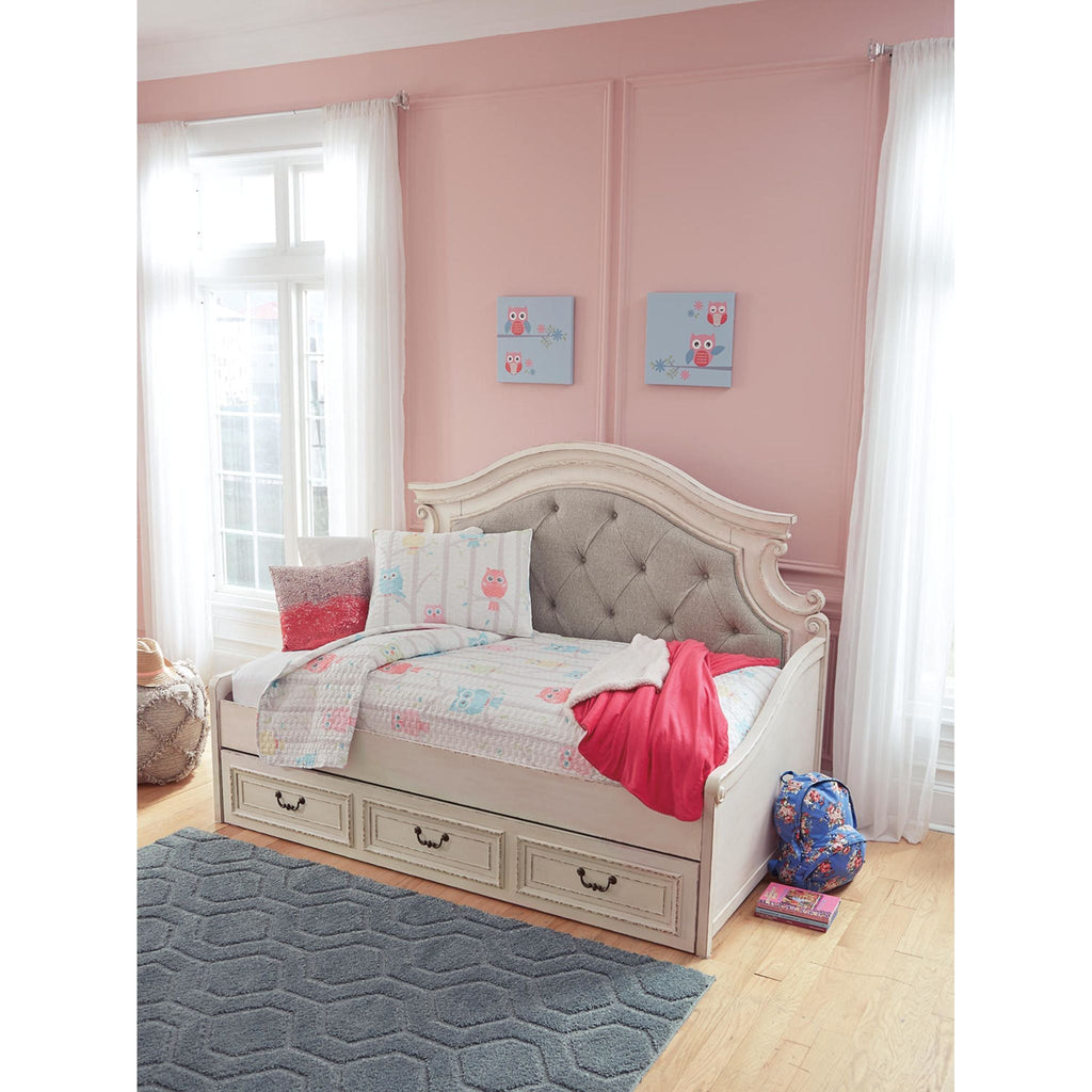 Lit de repos double Realyn - Blanc écaillé