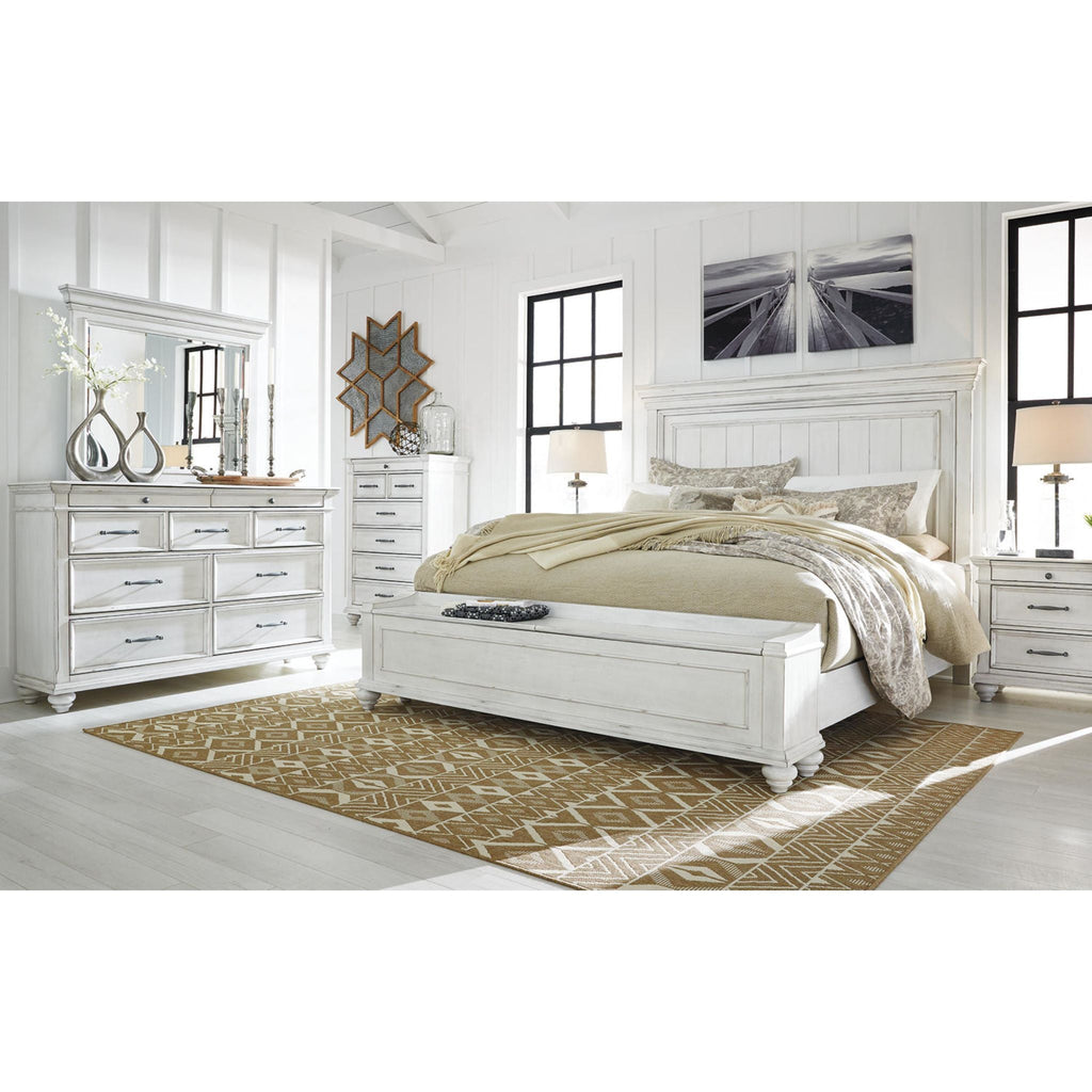 Lit de rangement Kanwyn - Blanchi à la chaux