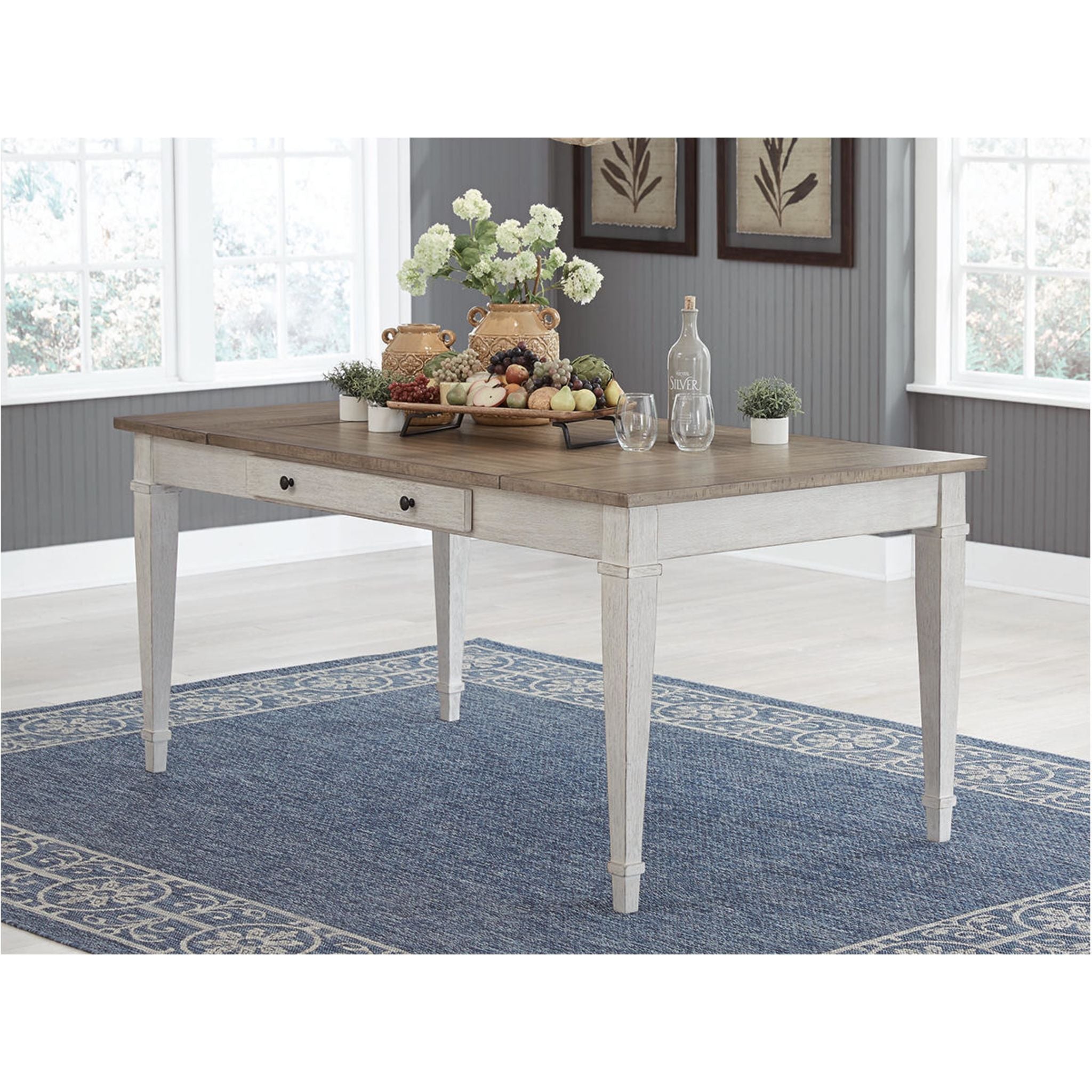 Table à manger Skempton - Blanc/Marron clair - (D394-25)