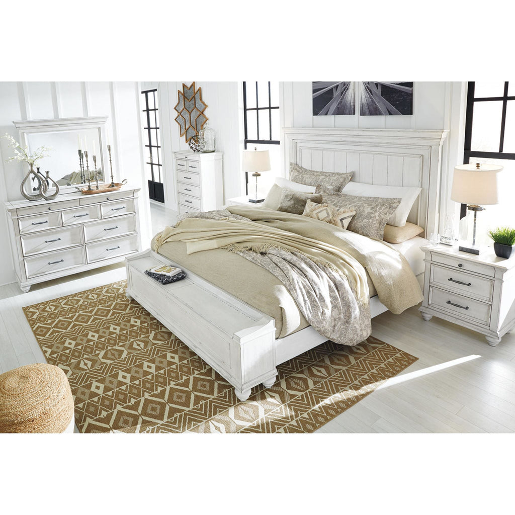 Lit de rangement Kanwyn - Blanchi à la chaux