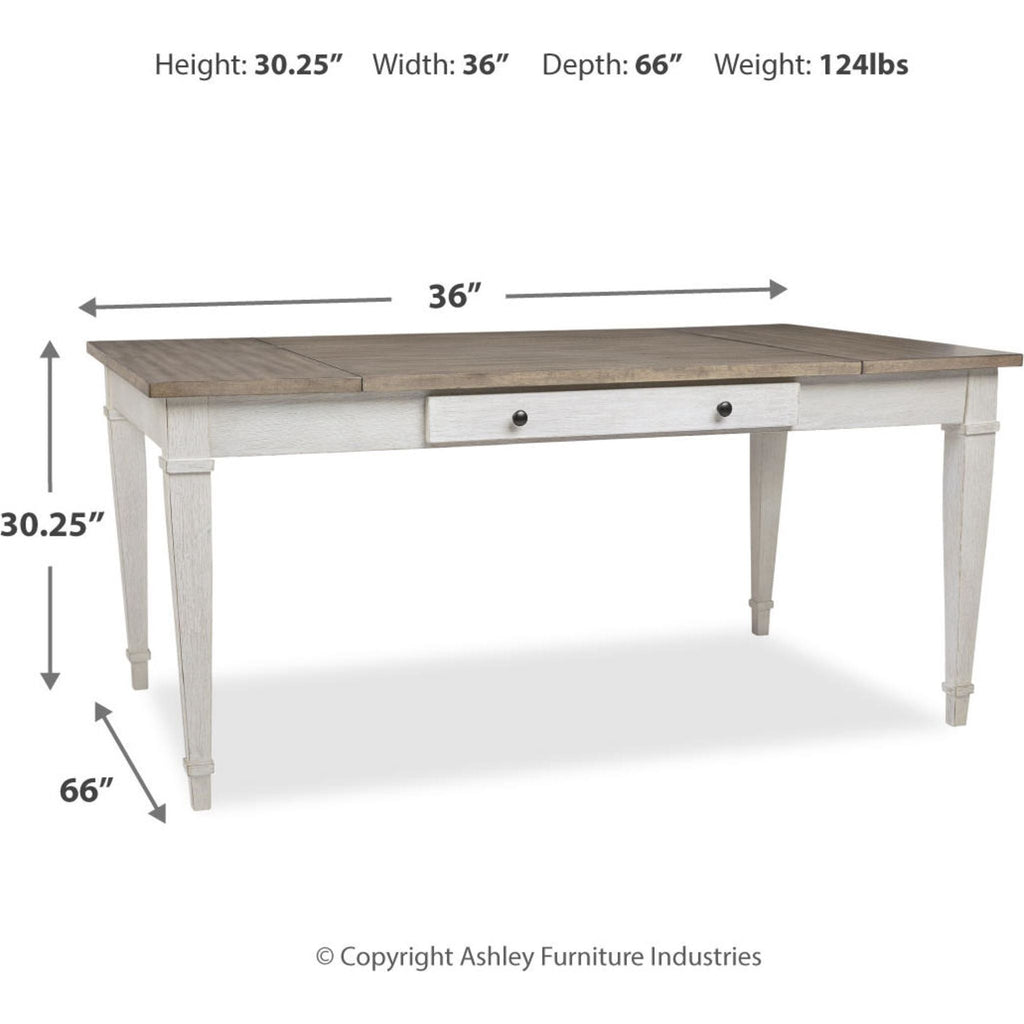 Table à manger Skempton - Blanc/Marron clair - (D394-25)
