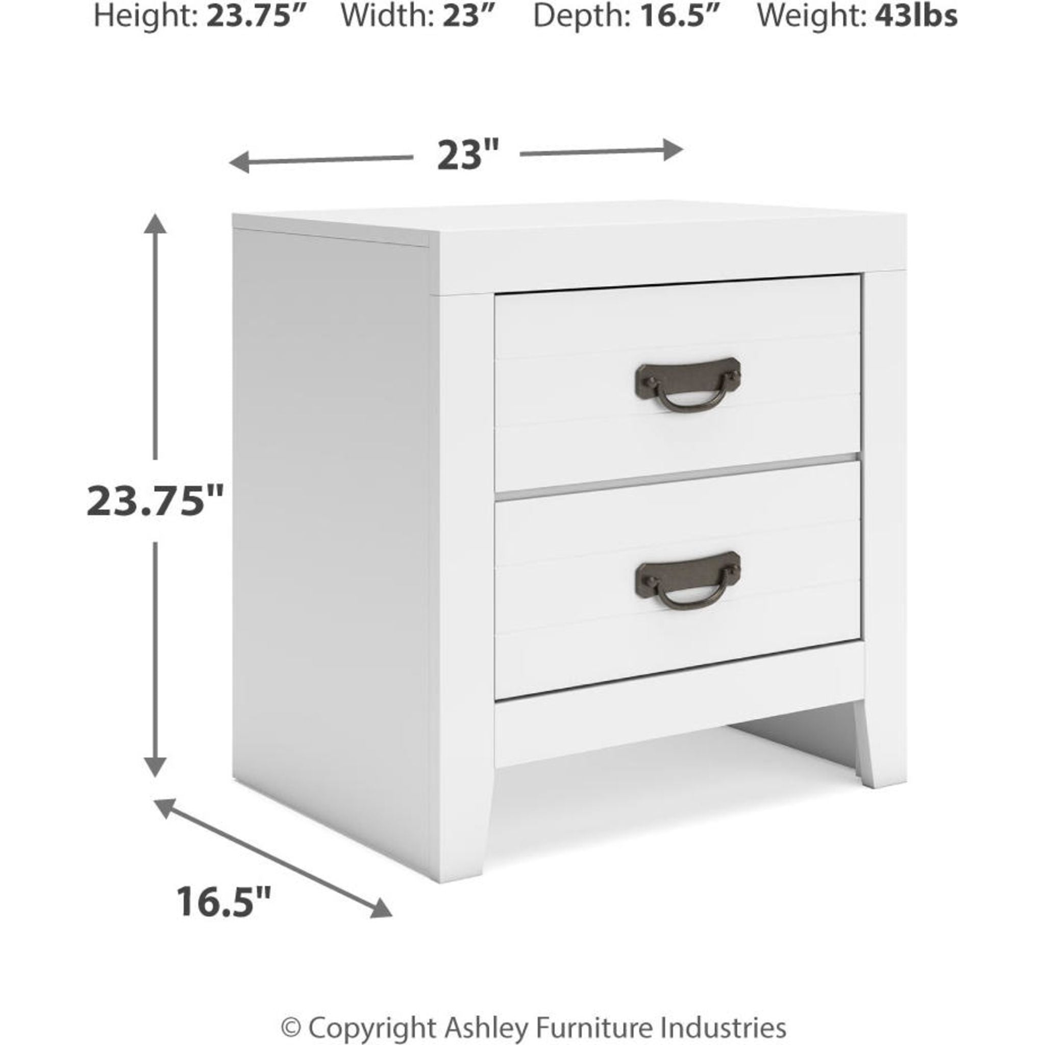 Chambre à coucher Binterglen 6 pièces avec deux lits jumeaux - Blanc