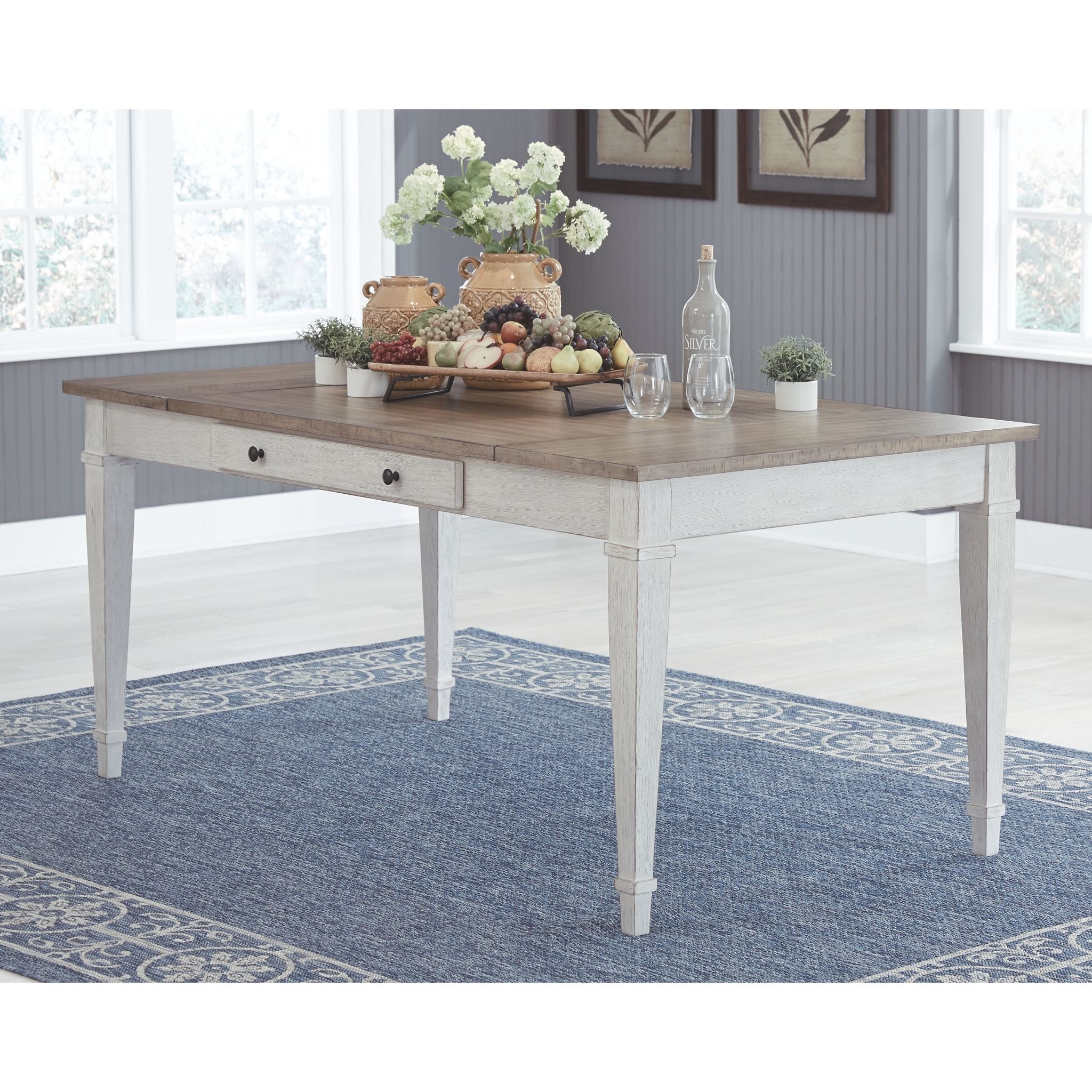 Table à manger Skempton - Blanc/Marron clair - (D394-25)